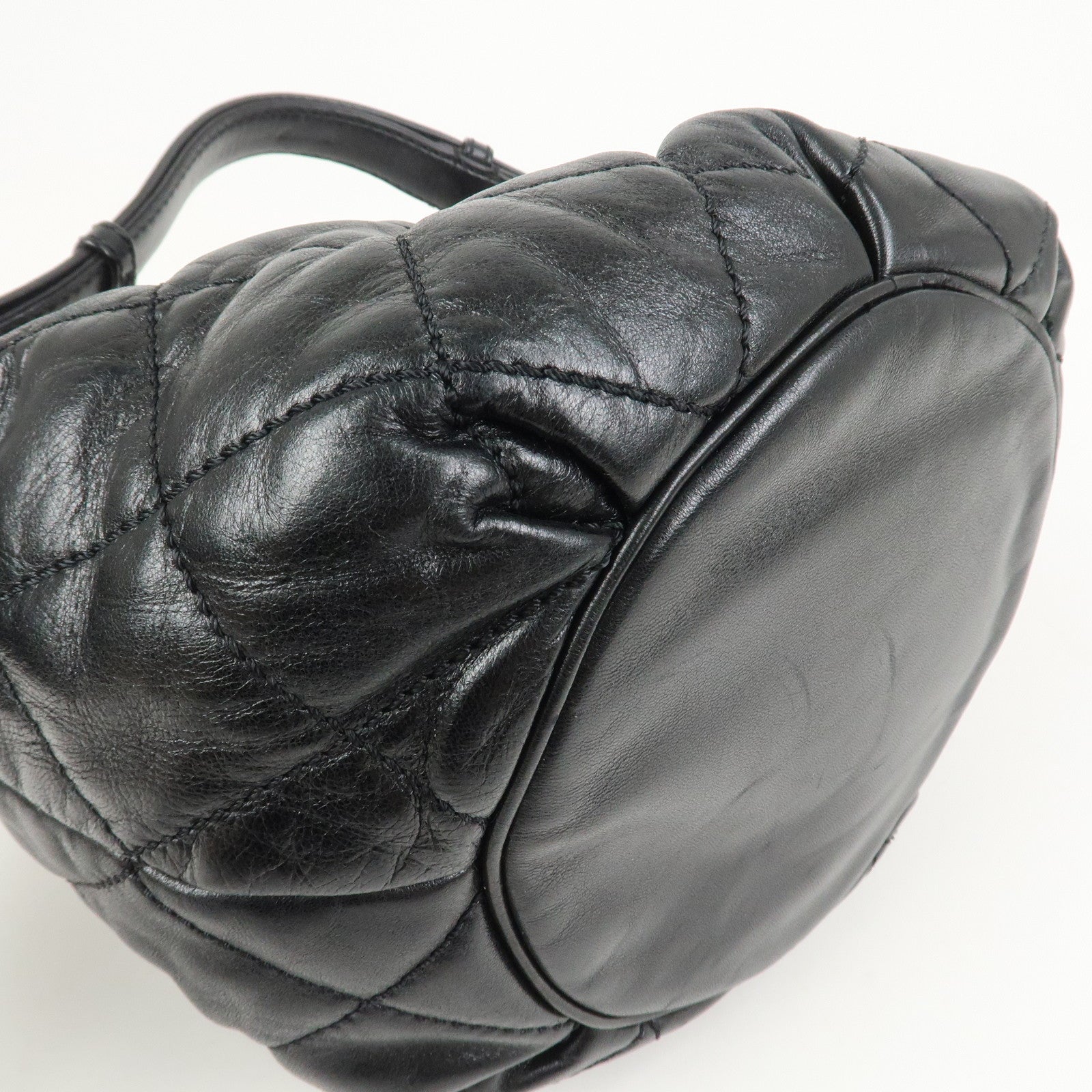 CHANEL Matelasse COCO Mark Lamb Skin Shoulder Bag Hand Bag Black
