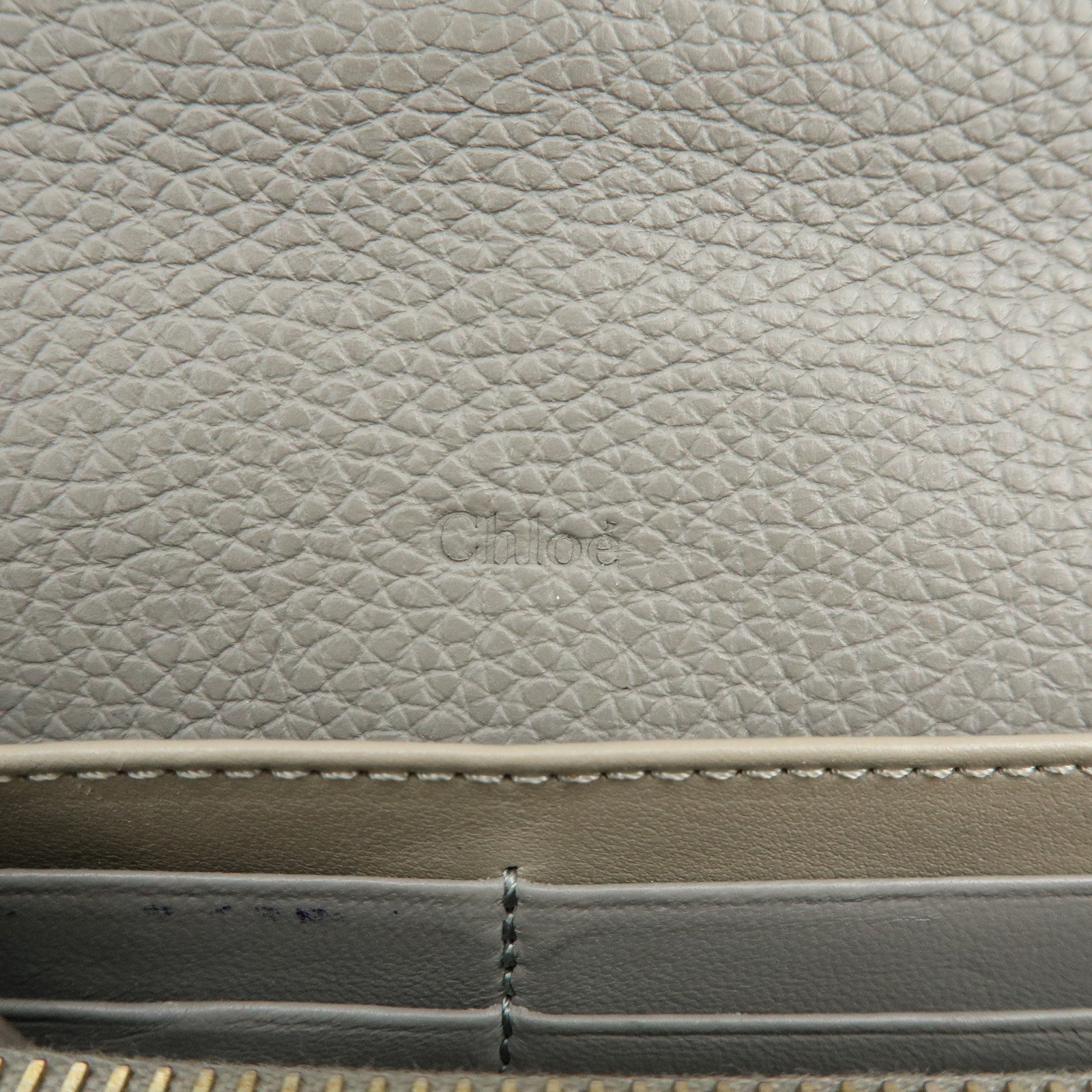 Chloe Alphabet Leather Flap Long Wallet C Charm Gray