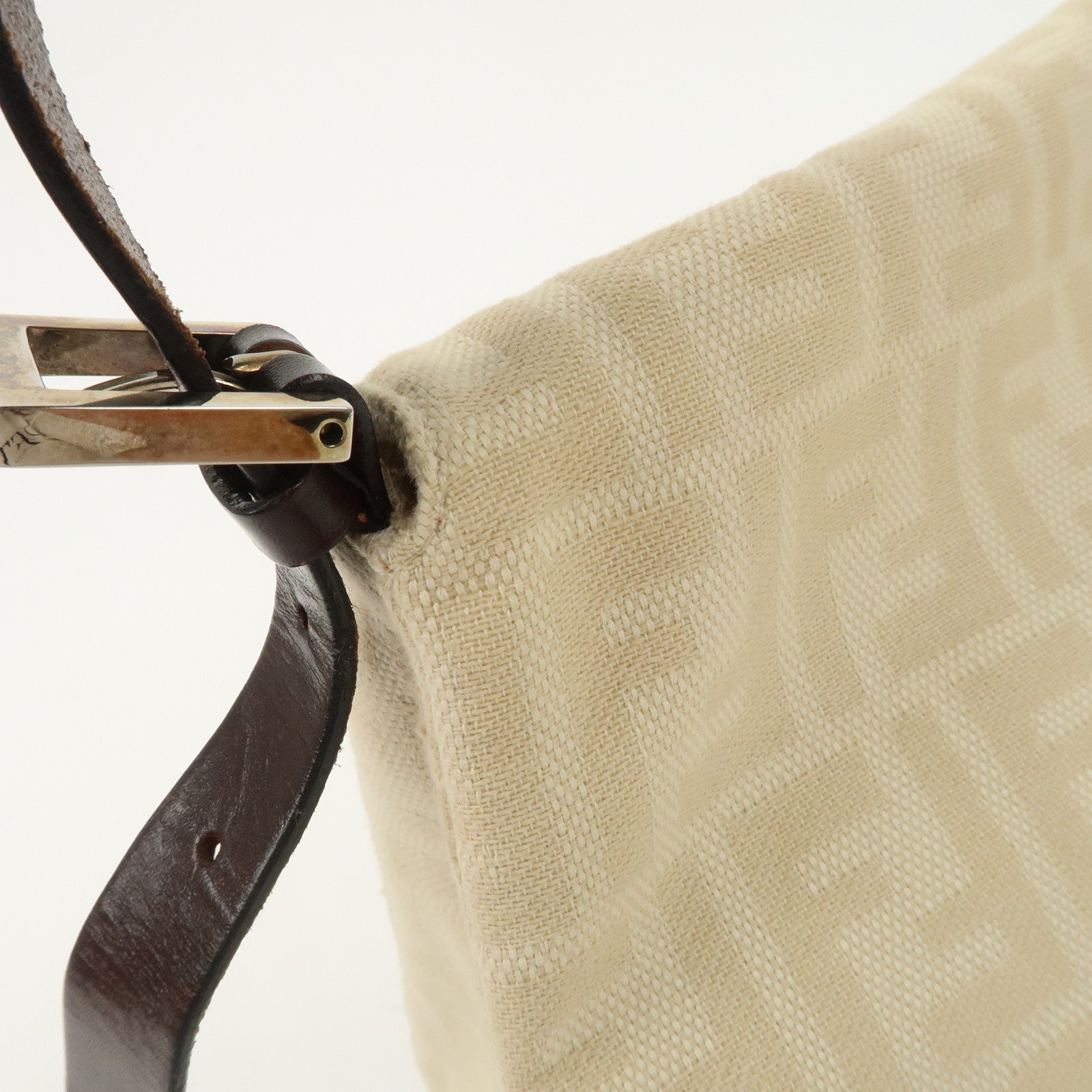 FENDI Mamma Baguette Zucca Canvas Shoulder Bag Beige 26325 Used