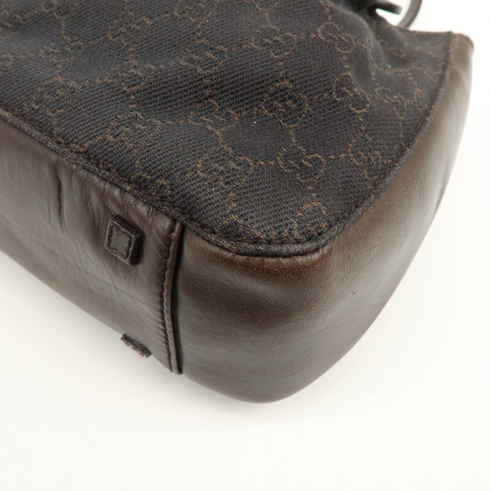 GUCCI GG Canvas Leather Shoulder Bag Tote Bag Brown 101919