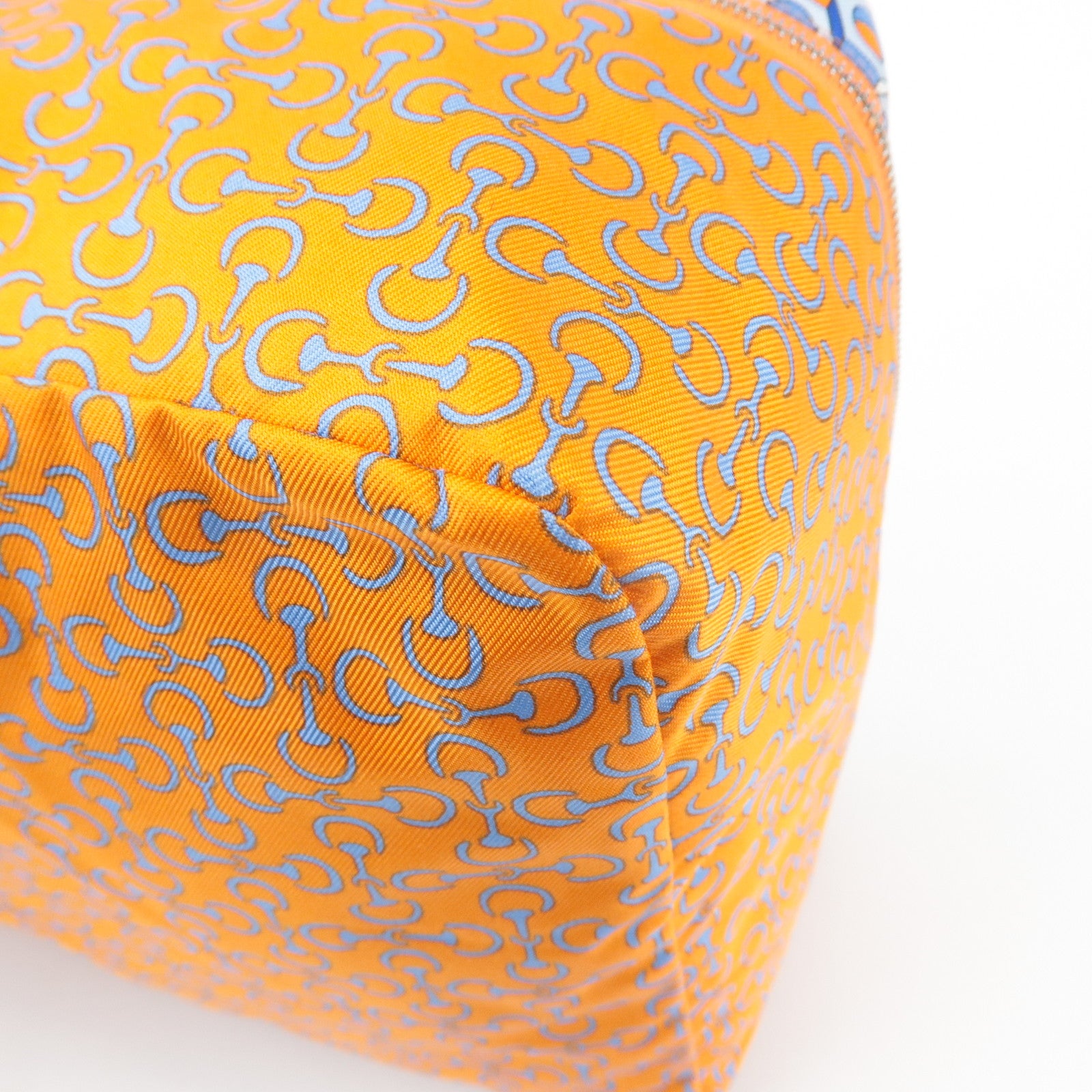 HERMES Eau des Voyages PM Silk Pouch Orange Blue Used