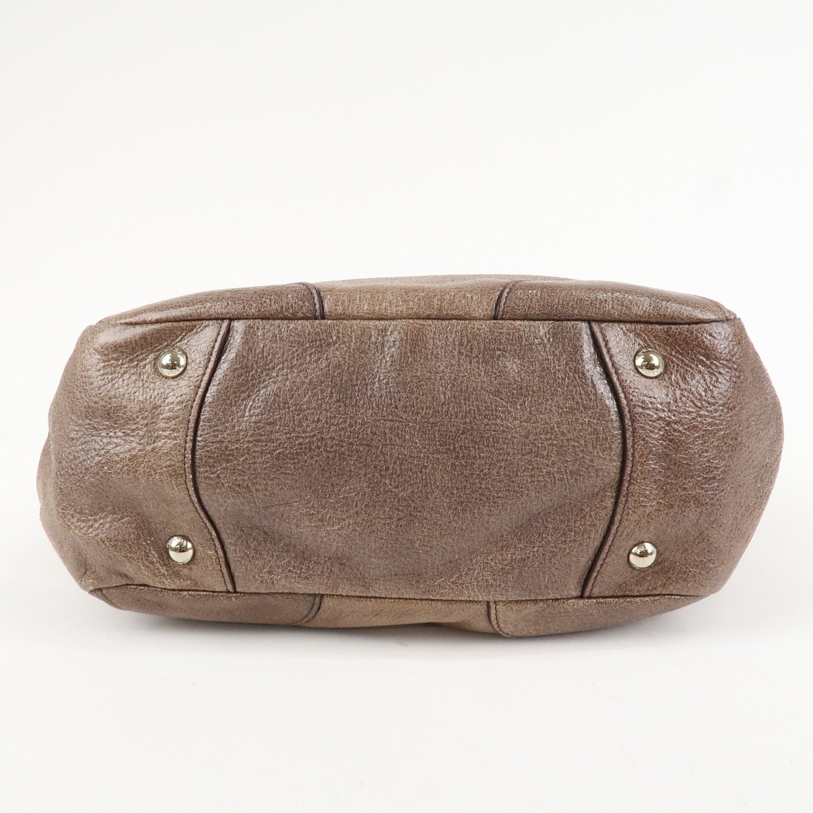 PRADA Logo Leather Shoulder Bag Hand Bag Brown Used