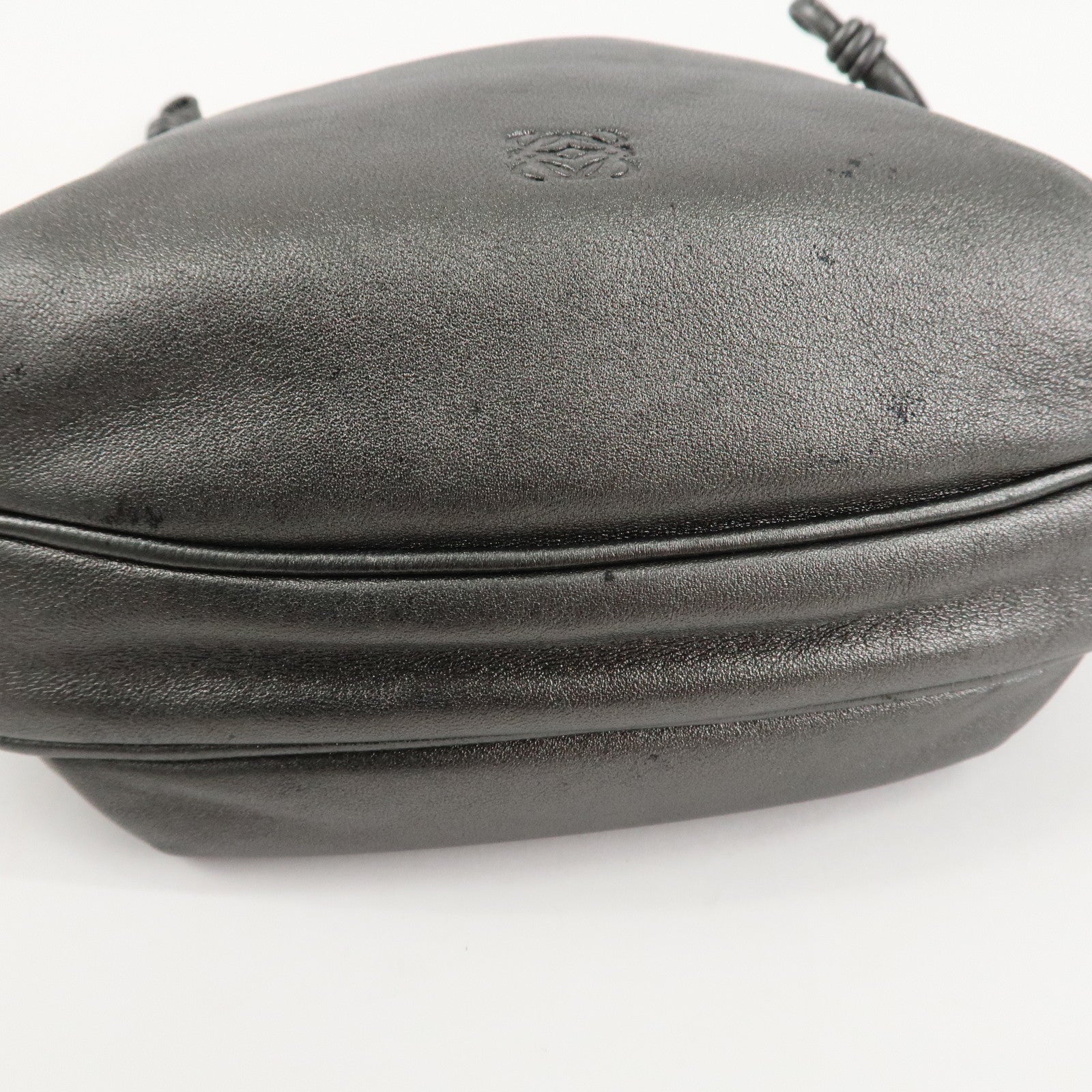 LOEWE Anagram Leather Chain Shoulder Bag Silver Used