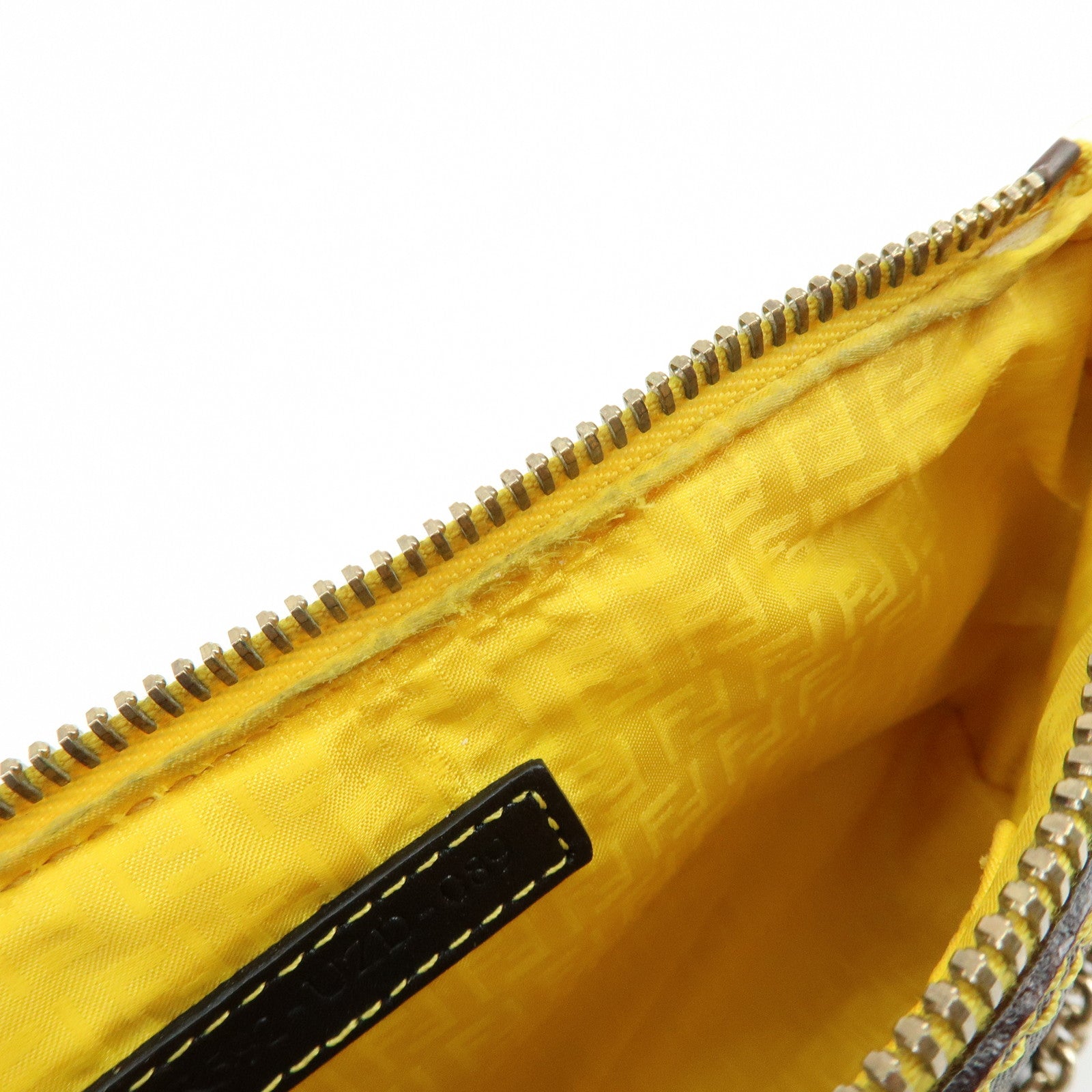 FENDI Zucca Print PVC Chain Accessory Pouch Brown Yellow 8BR592