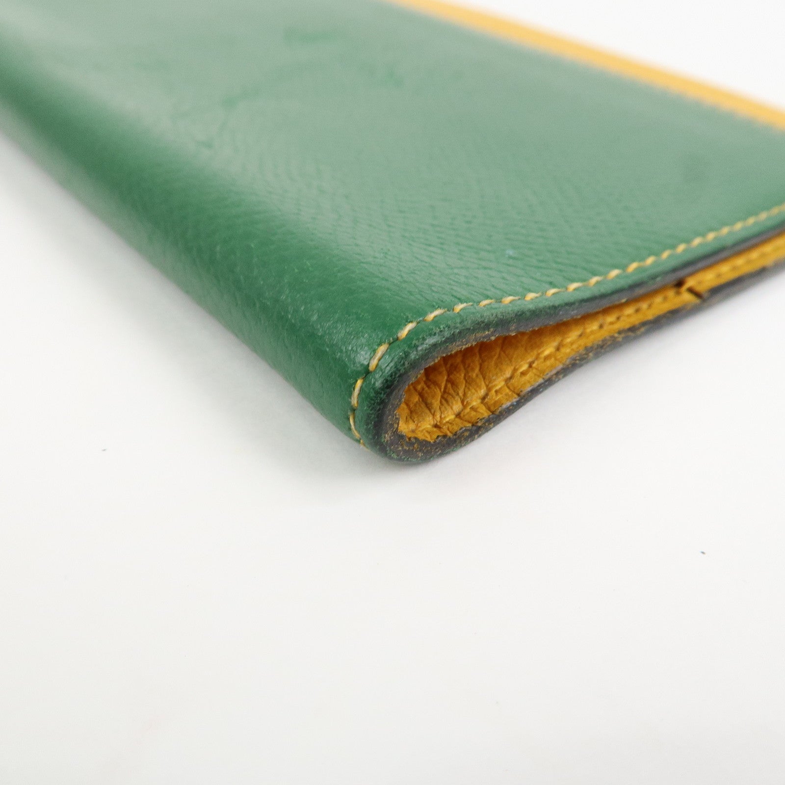HERMES Leather Logo 〇Y Stamped Agenda PM Planner Cover Green