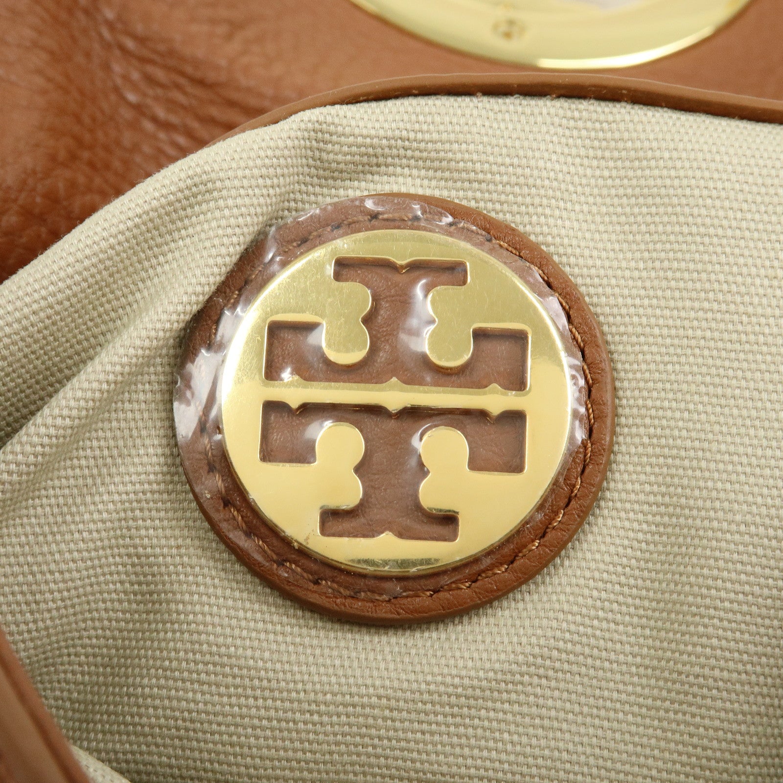 TORY BURCH Leather Flap Shoulder Bag Crossbody Bag Clutch Brown