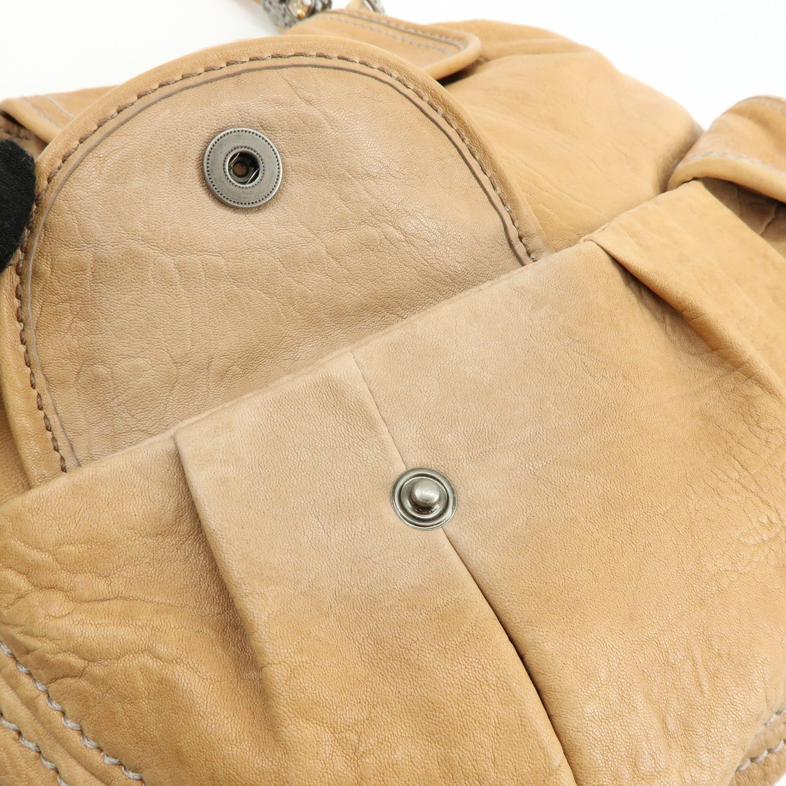 MIU MIU Leather 2Way Bag Hand Bag Shoulder Bag Brown Crystal