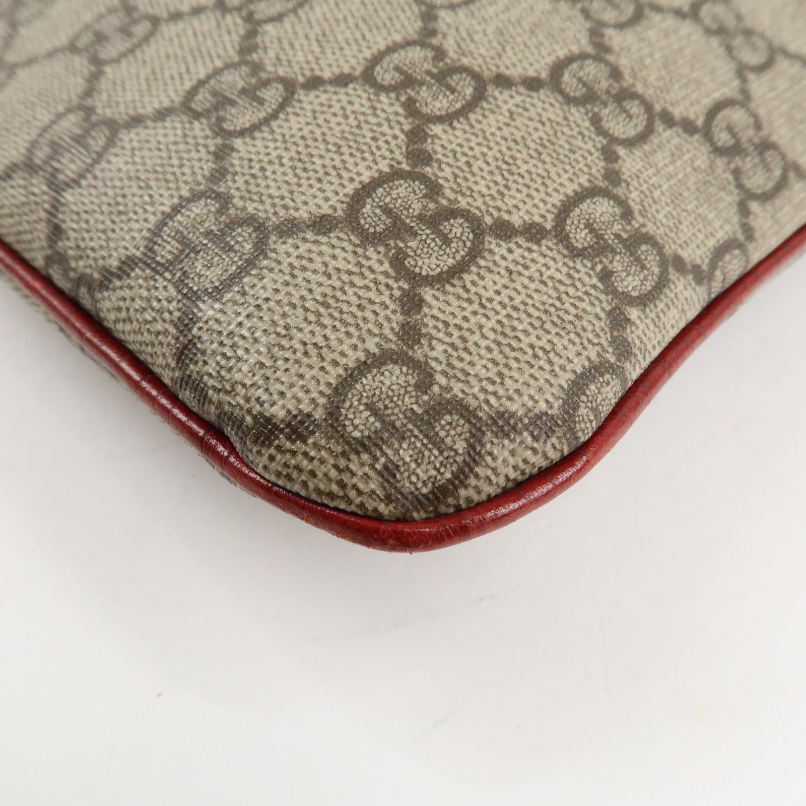 GUCCI Gucci GG Supreme Leather Tote Bag Hand Bag Beige Red 117551