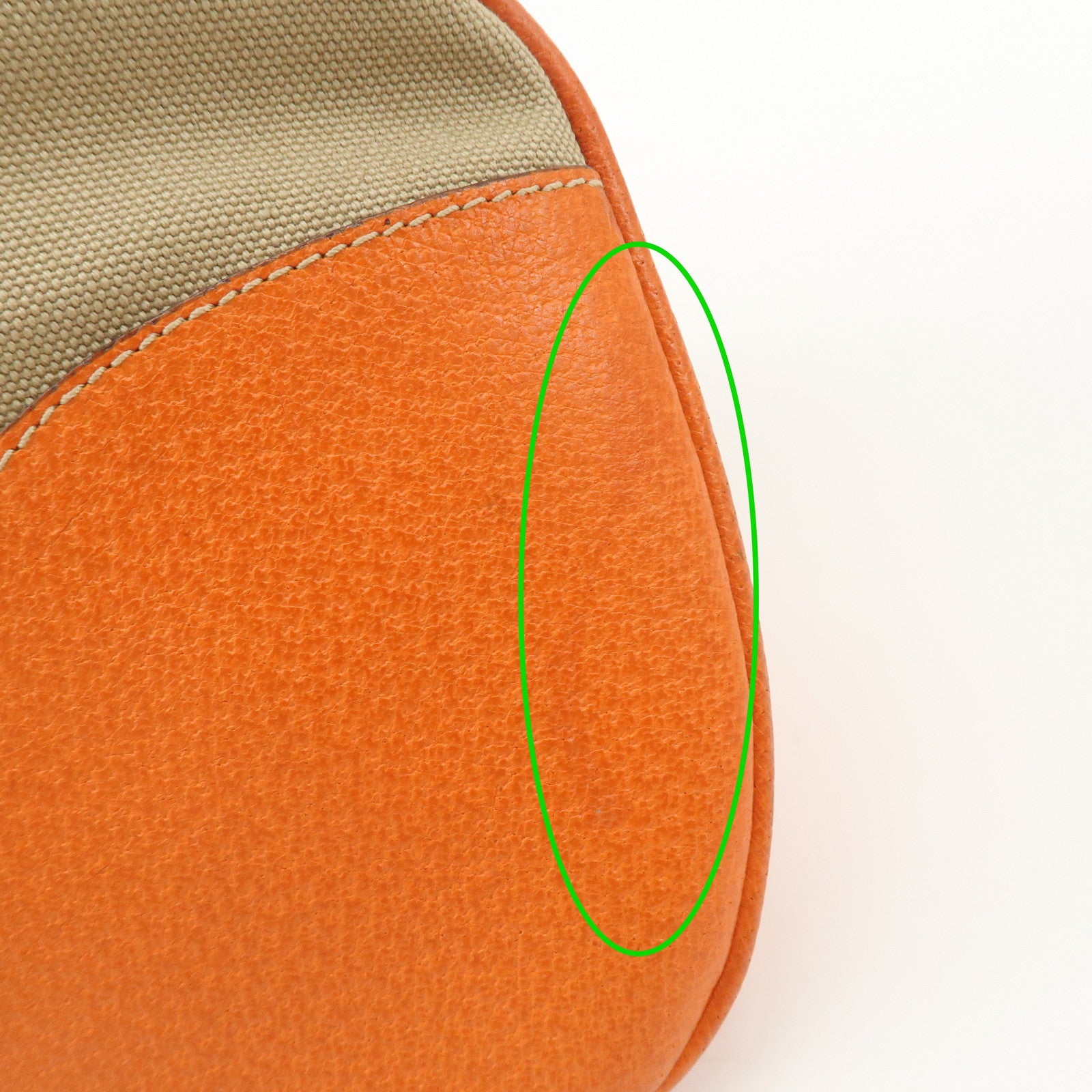 PRADA Triangle Logo Canvas Leather Shoulder Bag Orange Beige Used