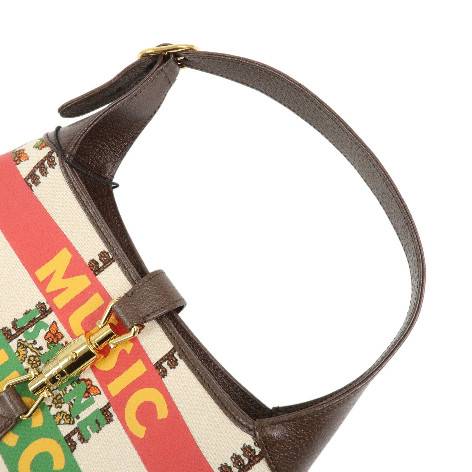 GUCCI New Jackie Canvas Leather Shoulder Bag Brown Natural 636706