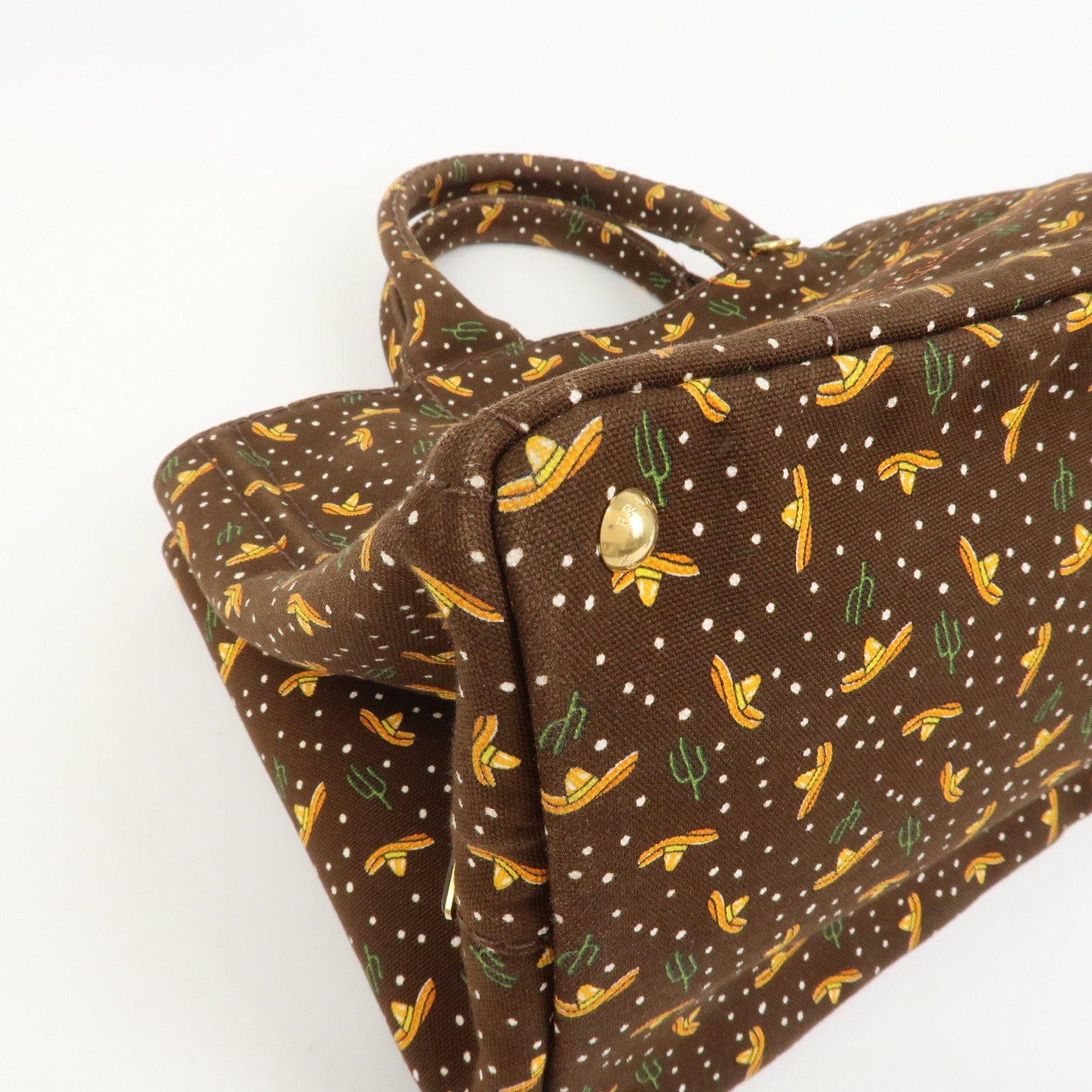 PRADA Canapa Canvas 2Way Bag Hand Bag Shoulder Bag Brown Orange