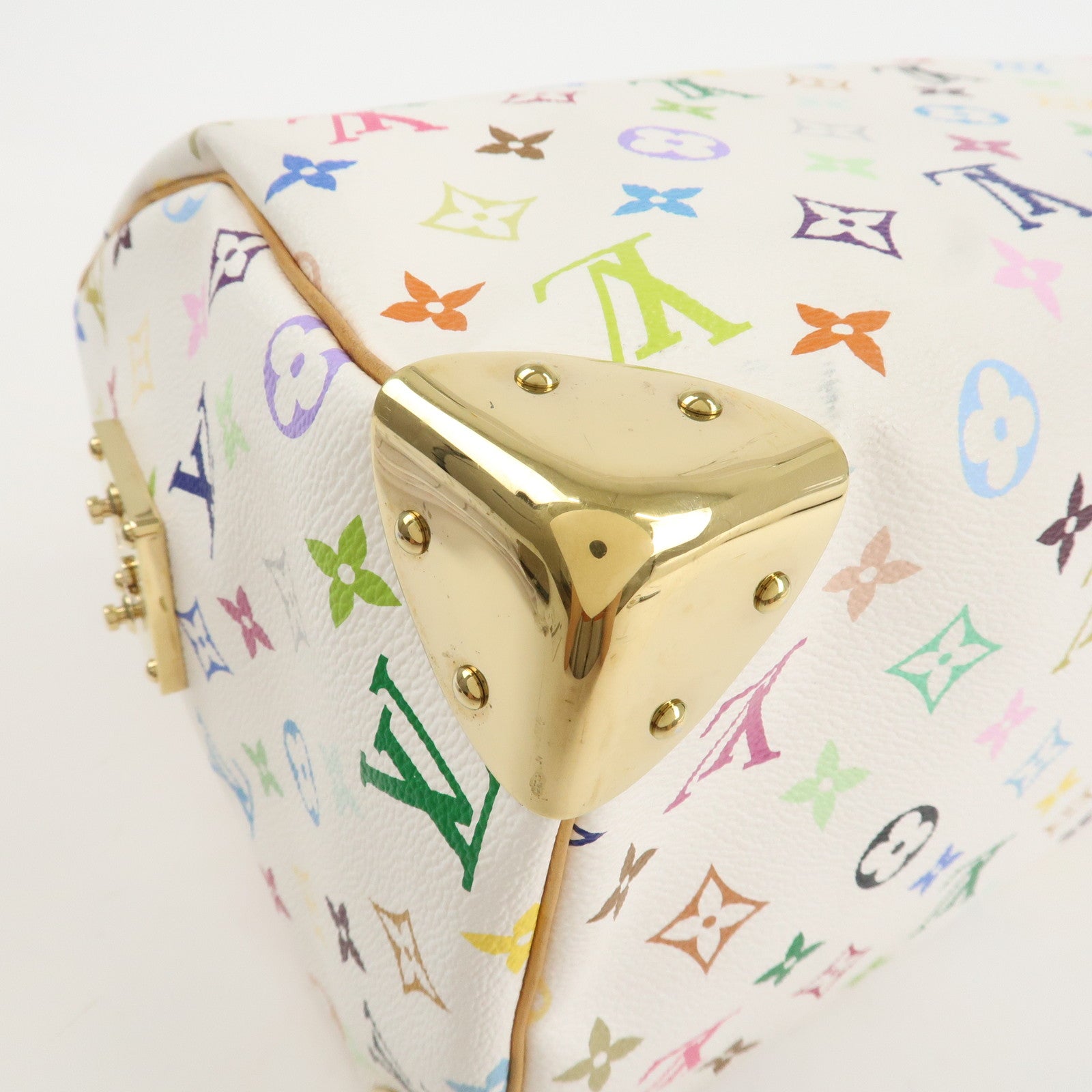 Louis Vuitton Monogram Multicolor Speedy 30 Hand Bag Blanc M92643 Used