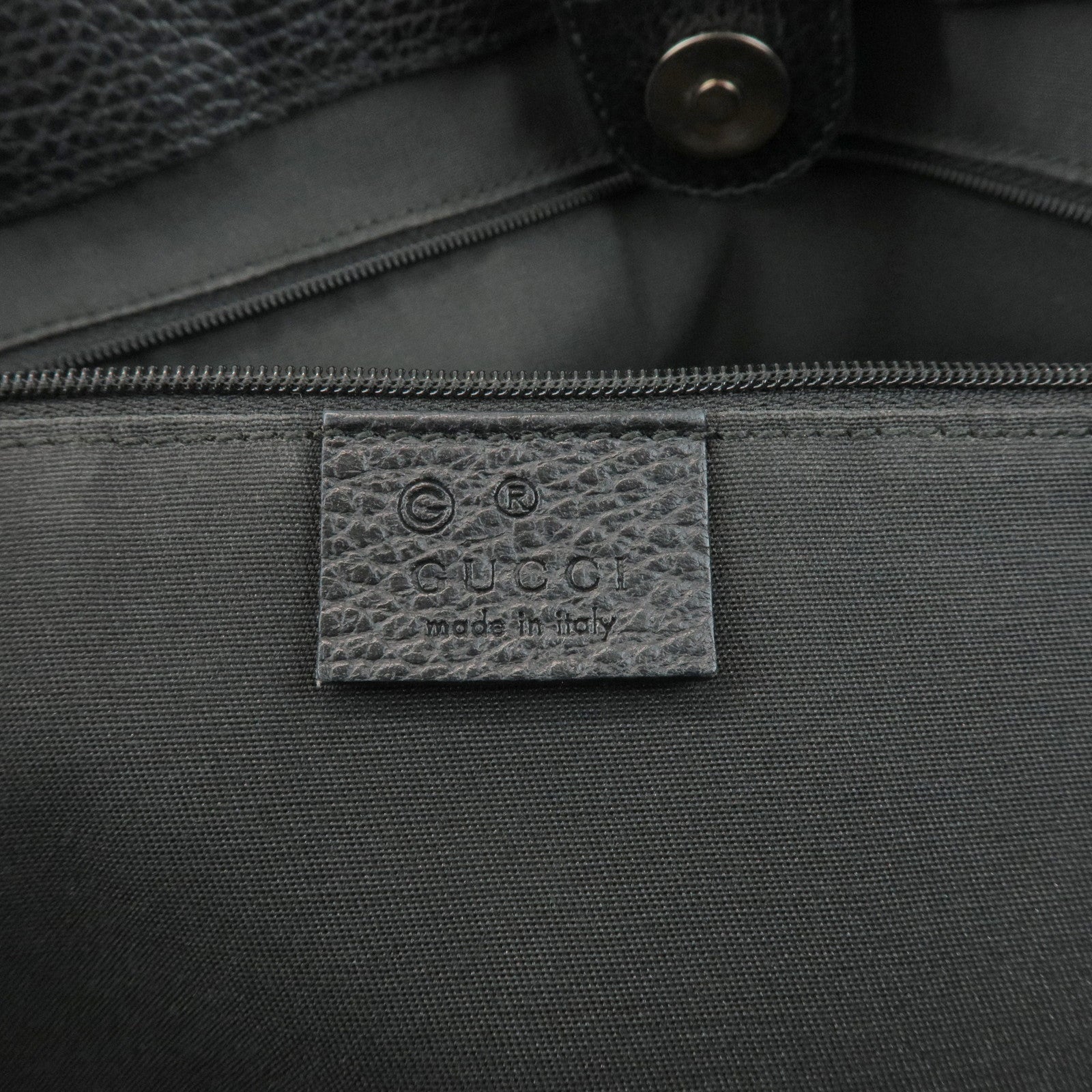 GUCCI Bamboo Leather Tote Shoulder Bag Tassel Charm Black 354665