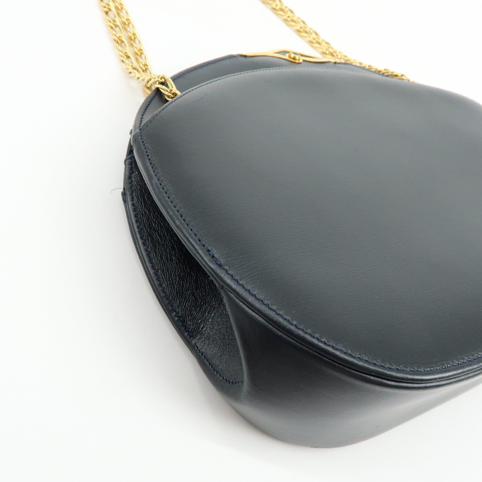 Cartier Sapphire Line Calf Leather Chain Shoulder Bag Navy