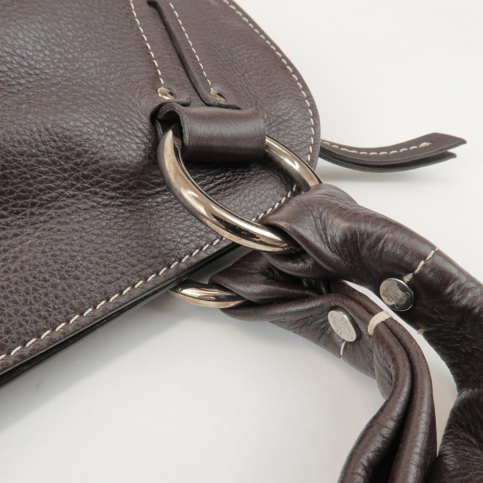 CELINE Bittersweet Leather Shoulder Bag Hand Bag Dark Brown
