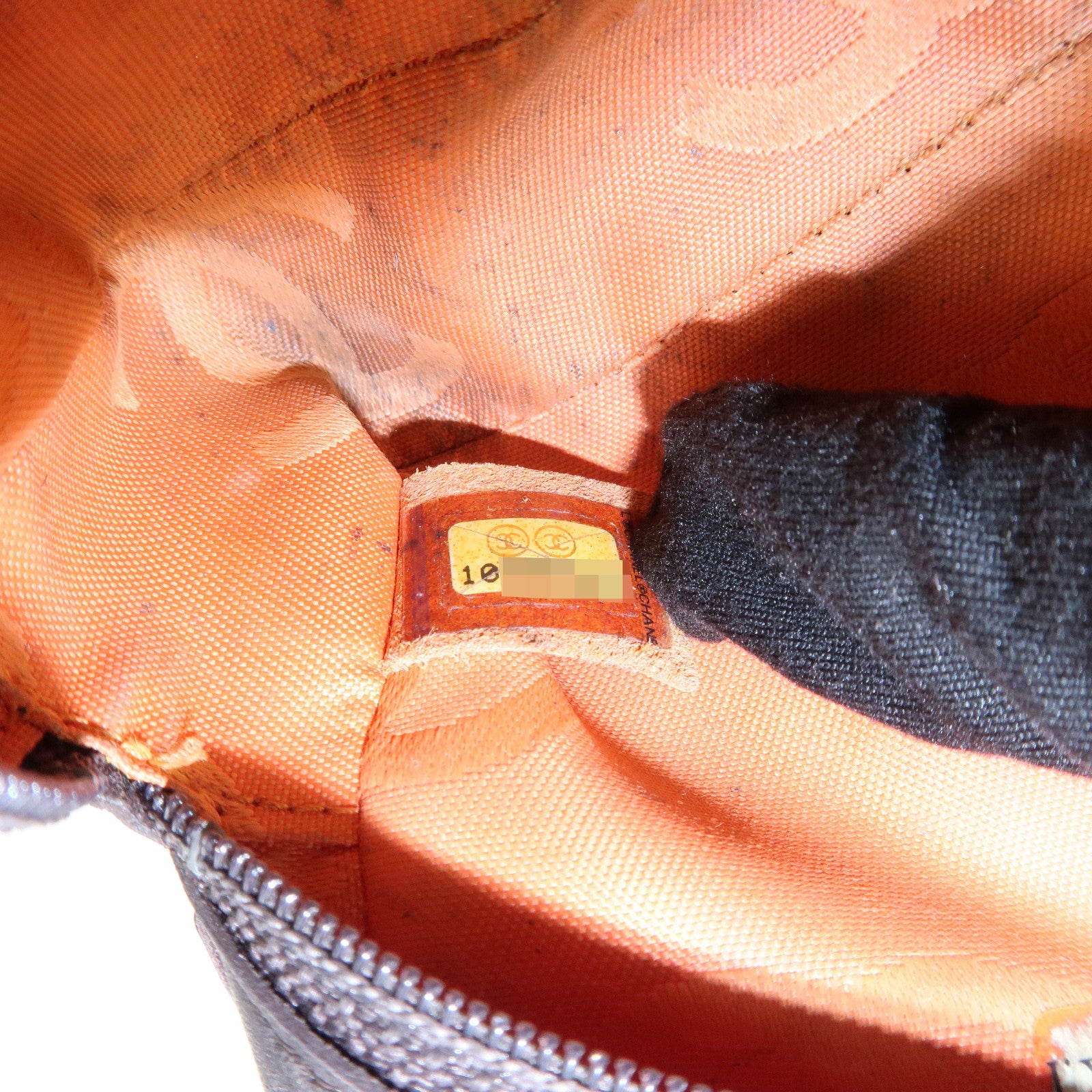 CHANEL Cambon Line COCO Mark Lambskin Cosmetic Pouch Brown