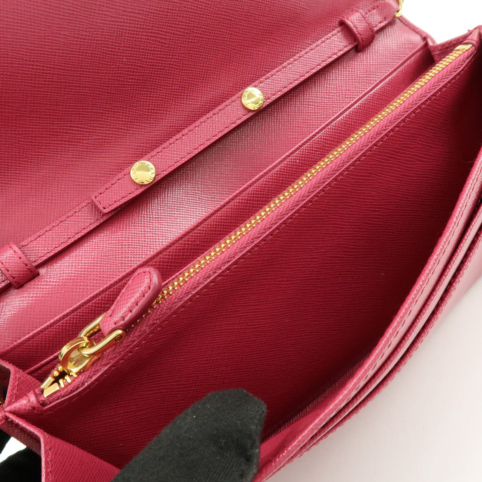 PRADA Saffiano Leather Chain Wallet WOC Pink 1M1290