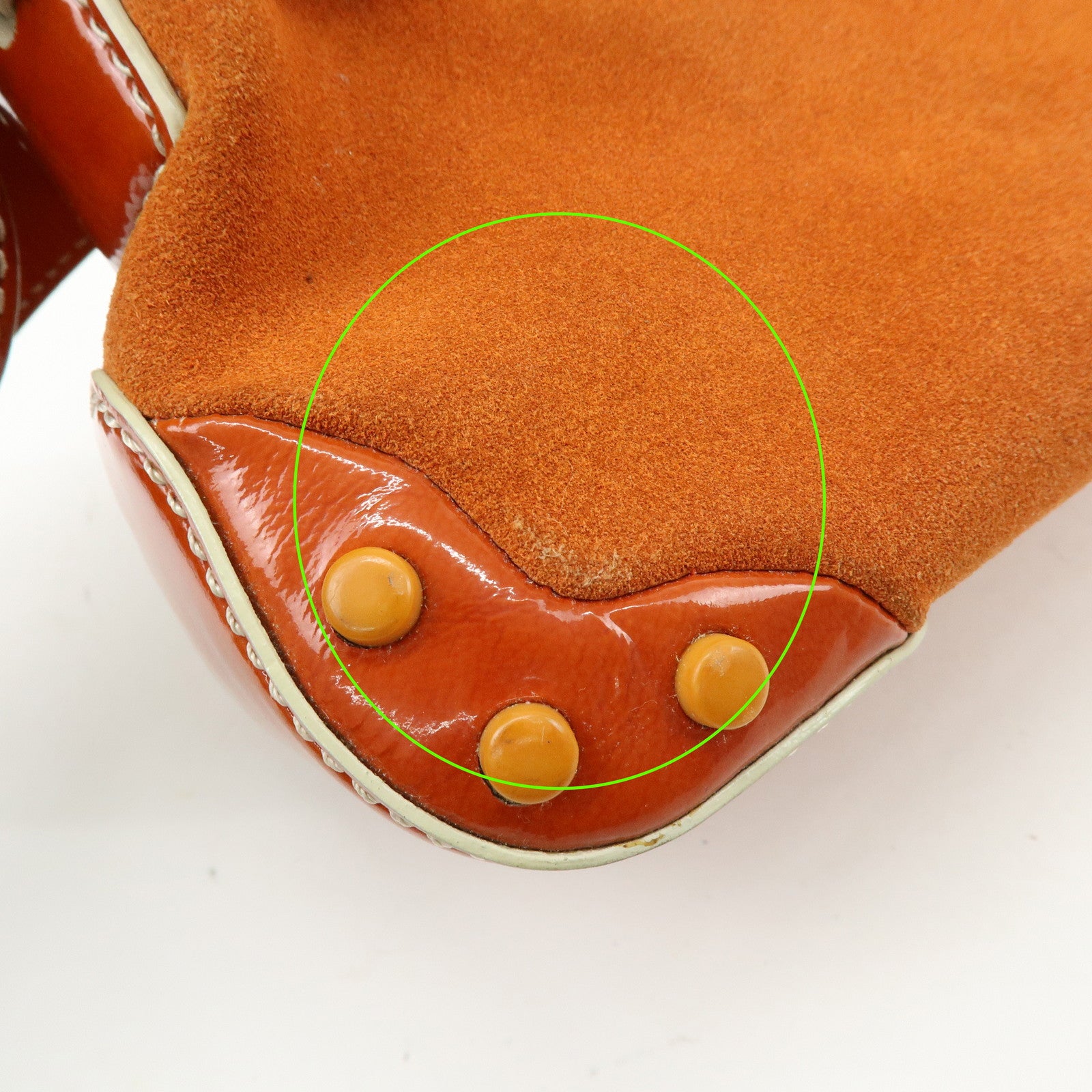 TOD'S Suede Patent Leather Shoulder Bag Hand Bag Orange