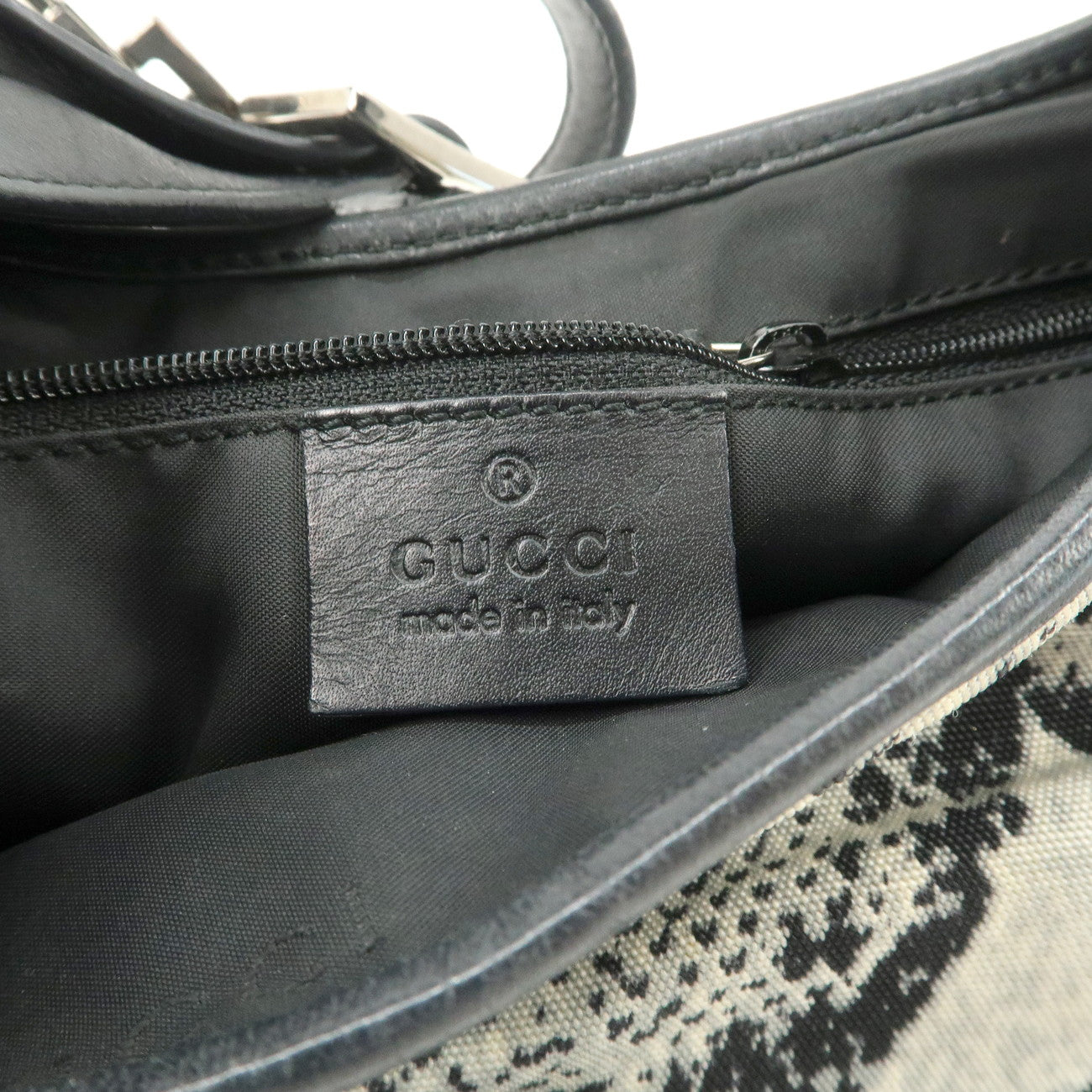 GUCCI Jackie Canvas Leather Shoulder Bag Hand Bag Black 001・9735