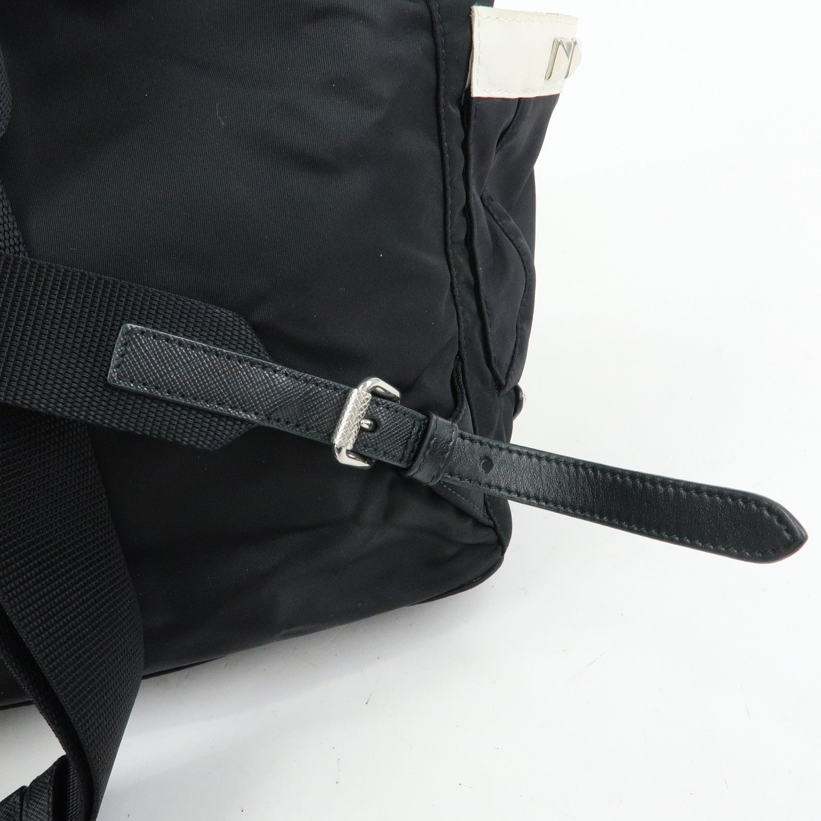 PRADA Triangle Logo Nylon Studs Backpack Rucksack Black 1BZ811