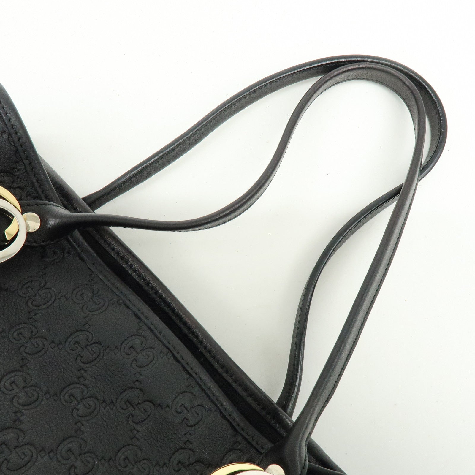 GUCCI Logo Guccissima Leather Tote Bag Shoulder Bag Black 232957