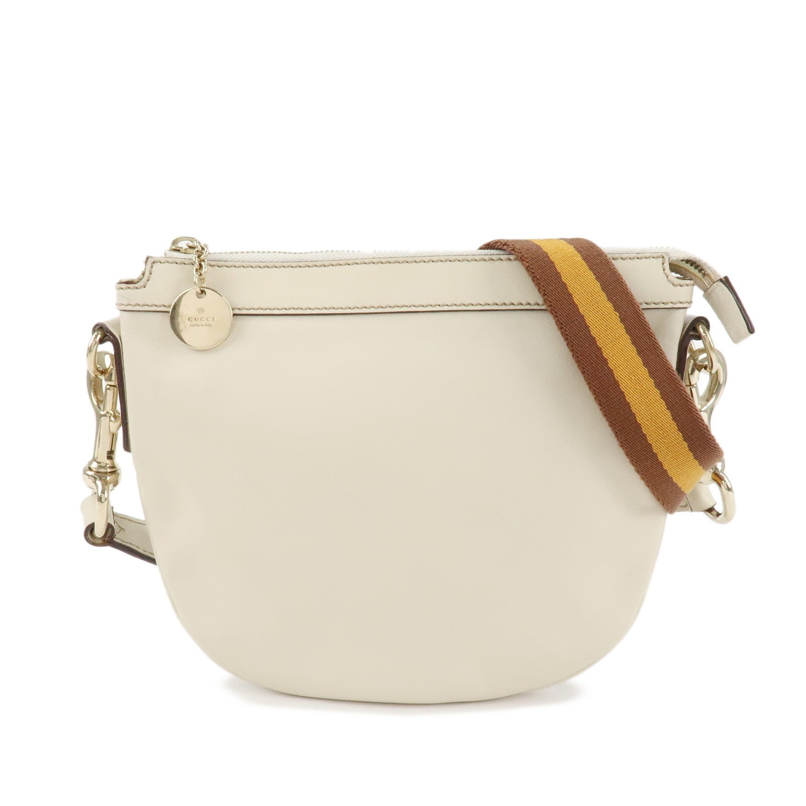 GUCCI Sherry Leather Shoulder Bag Ivory Used