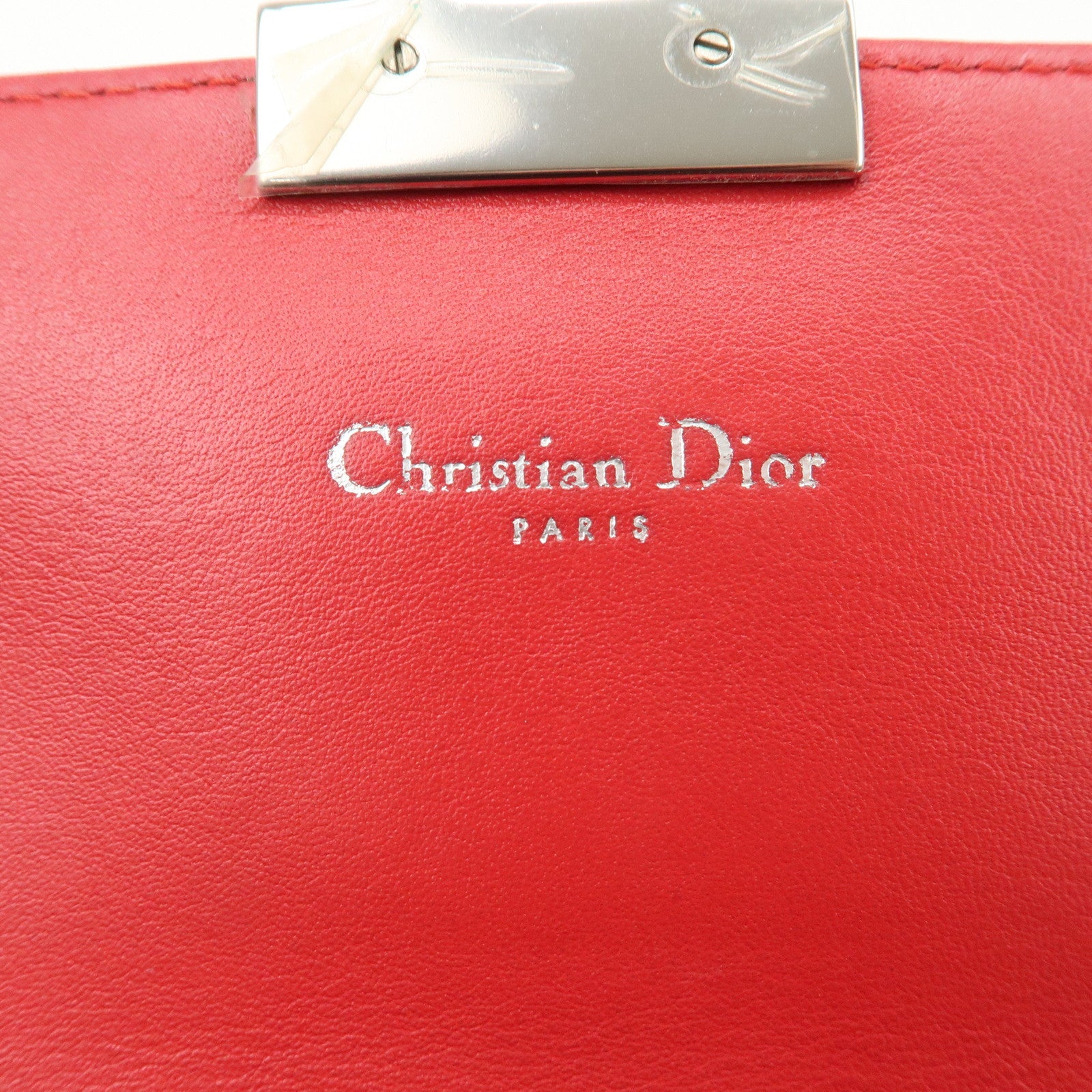 Christian Dior Cannage Patent Leather Chain Shoulder Bag COW Red Used
