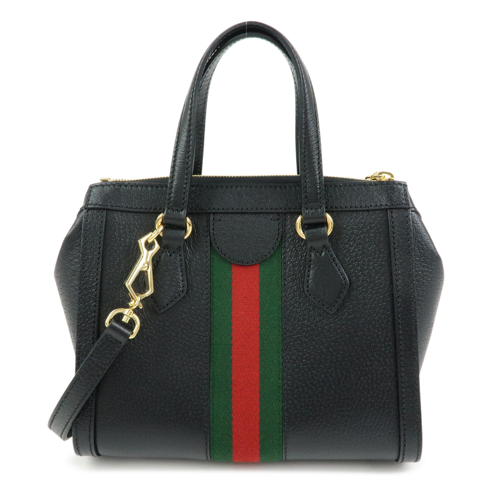 GUCCI Ophidia Sherry Leather 2Way Bag Hand Bag Black 719882