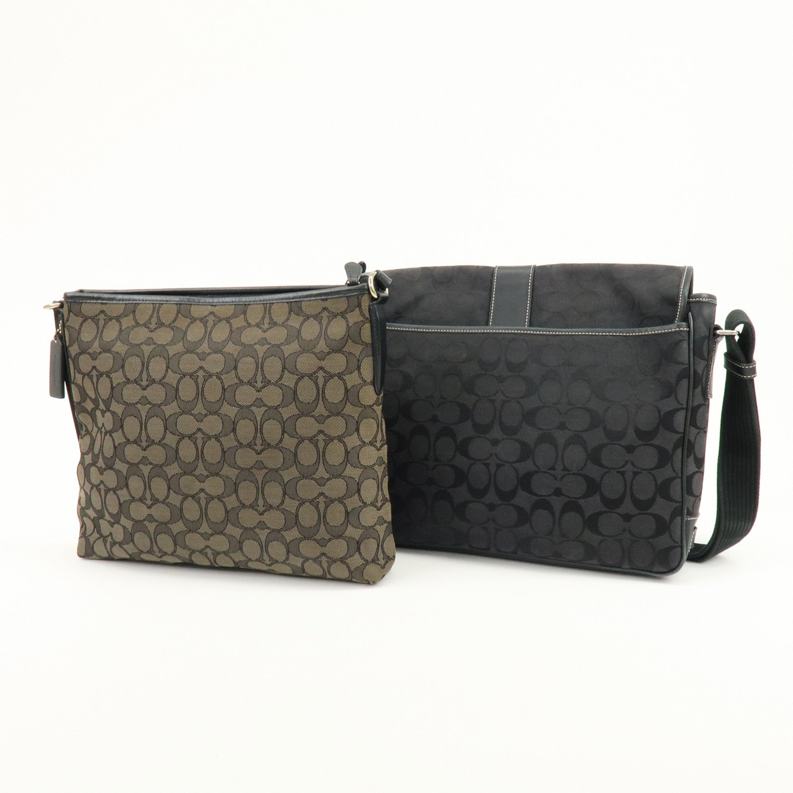 COACH Signature Set of 2 Shoulder Bag Crossbody Bag Black Brown