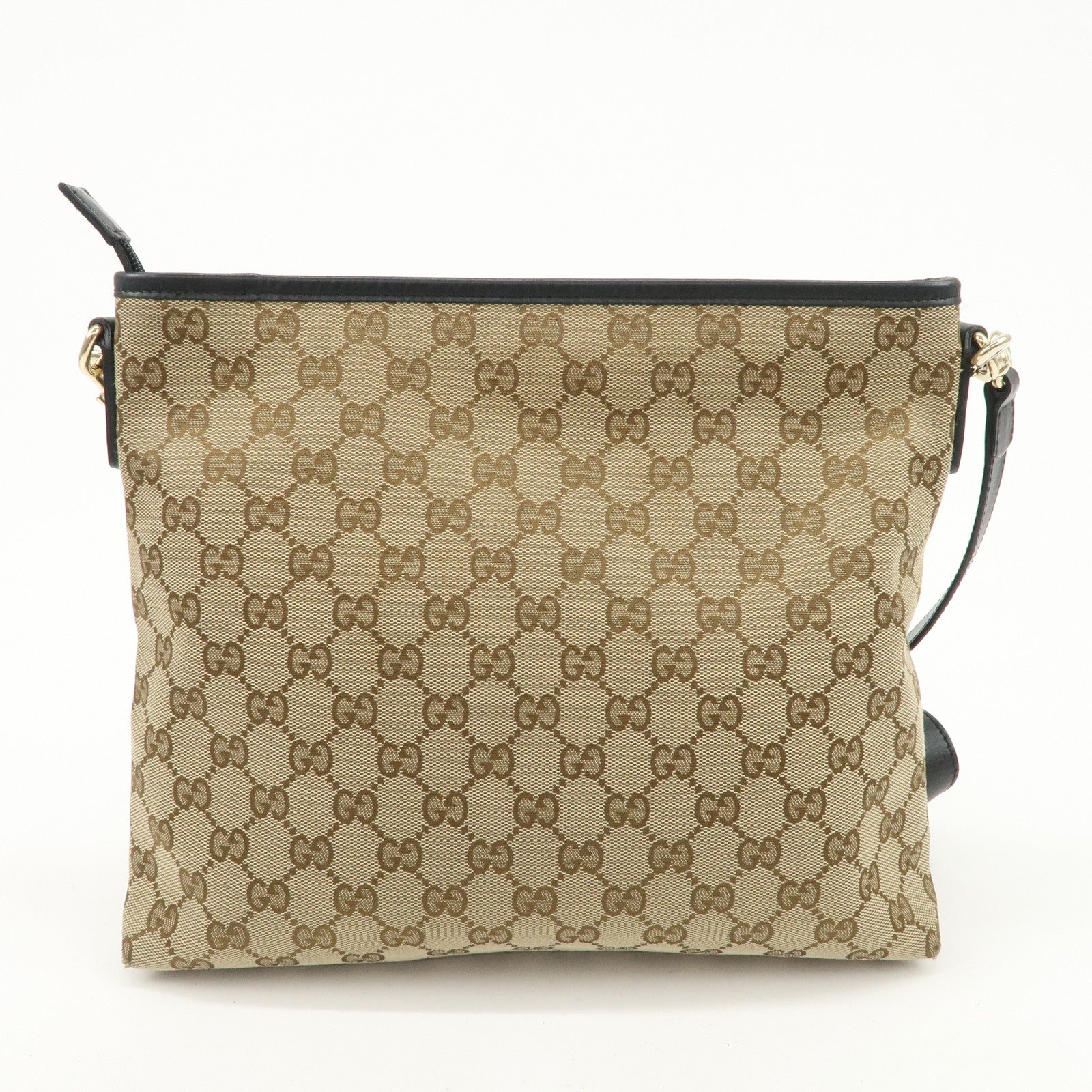 GUCCI Sherry GG Canvas Leather Shoulder Bag Beige Black 388926