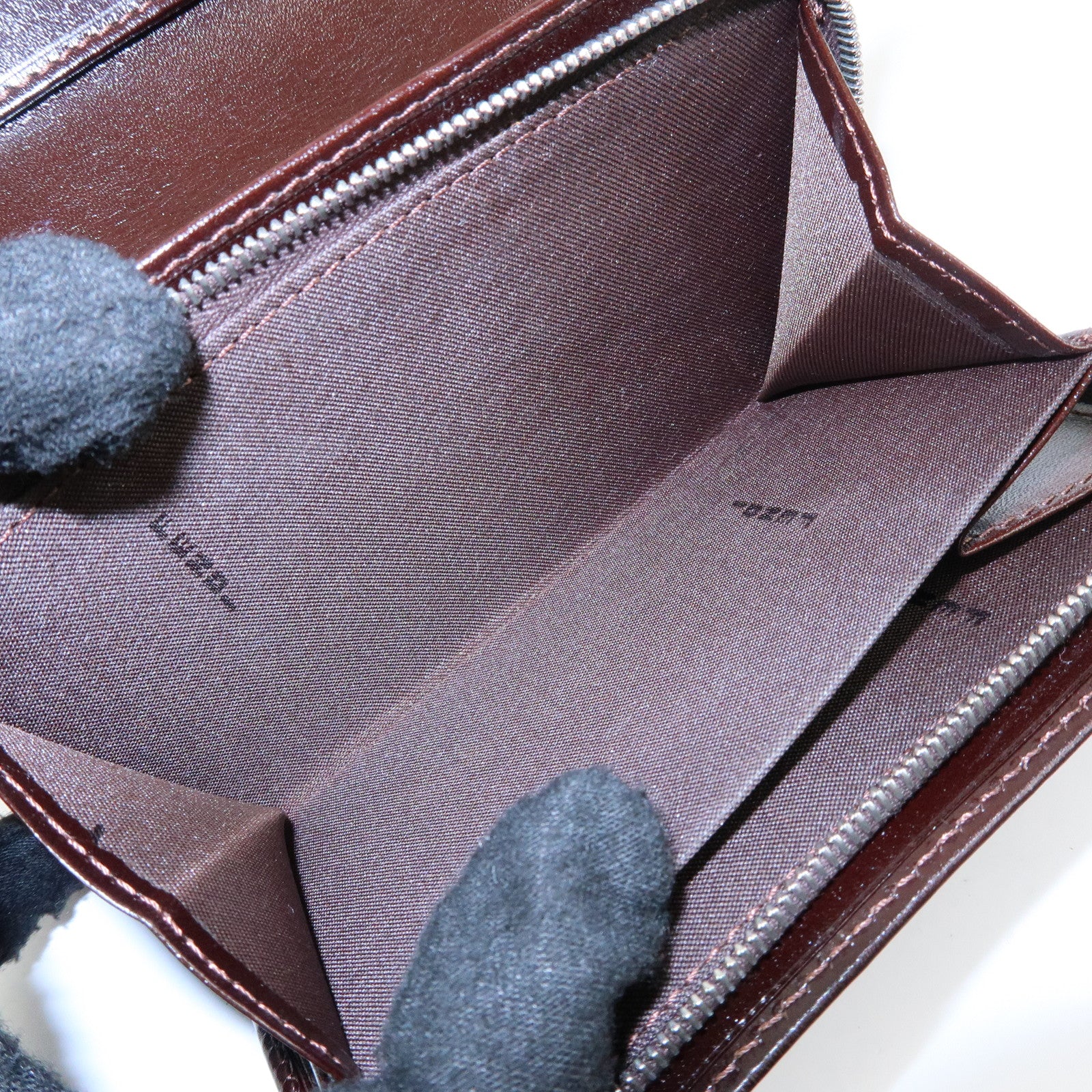 FENDI Zucca Canvas Leather Compact Wallet Brown Black 31052