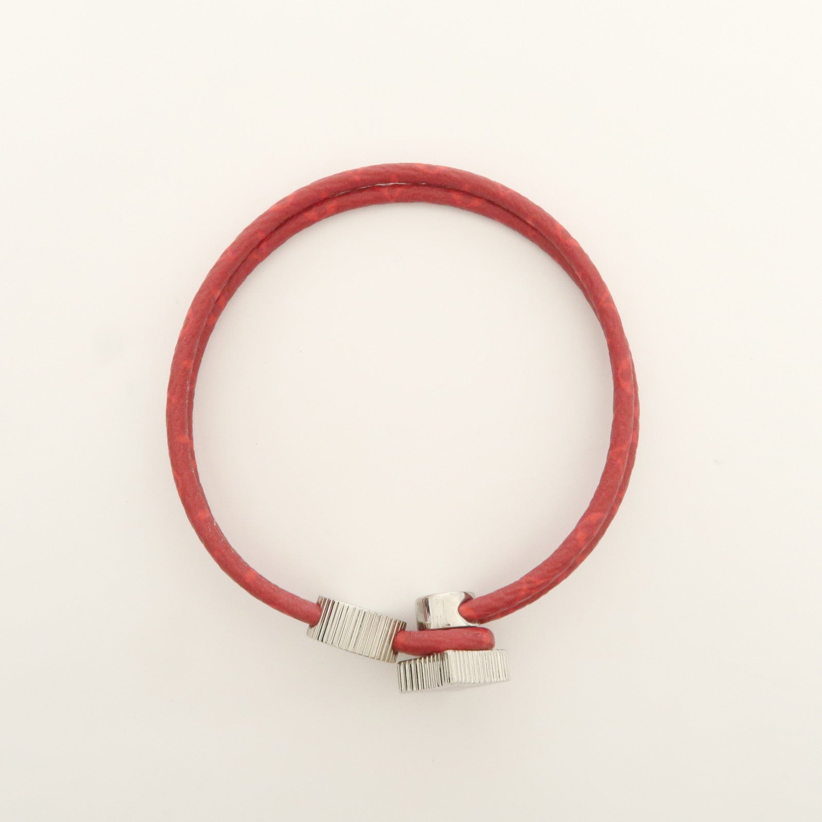 Louis Vuitton Monogram Canvas LV Bracelet Red Silver M1342A