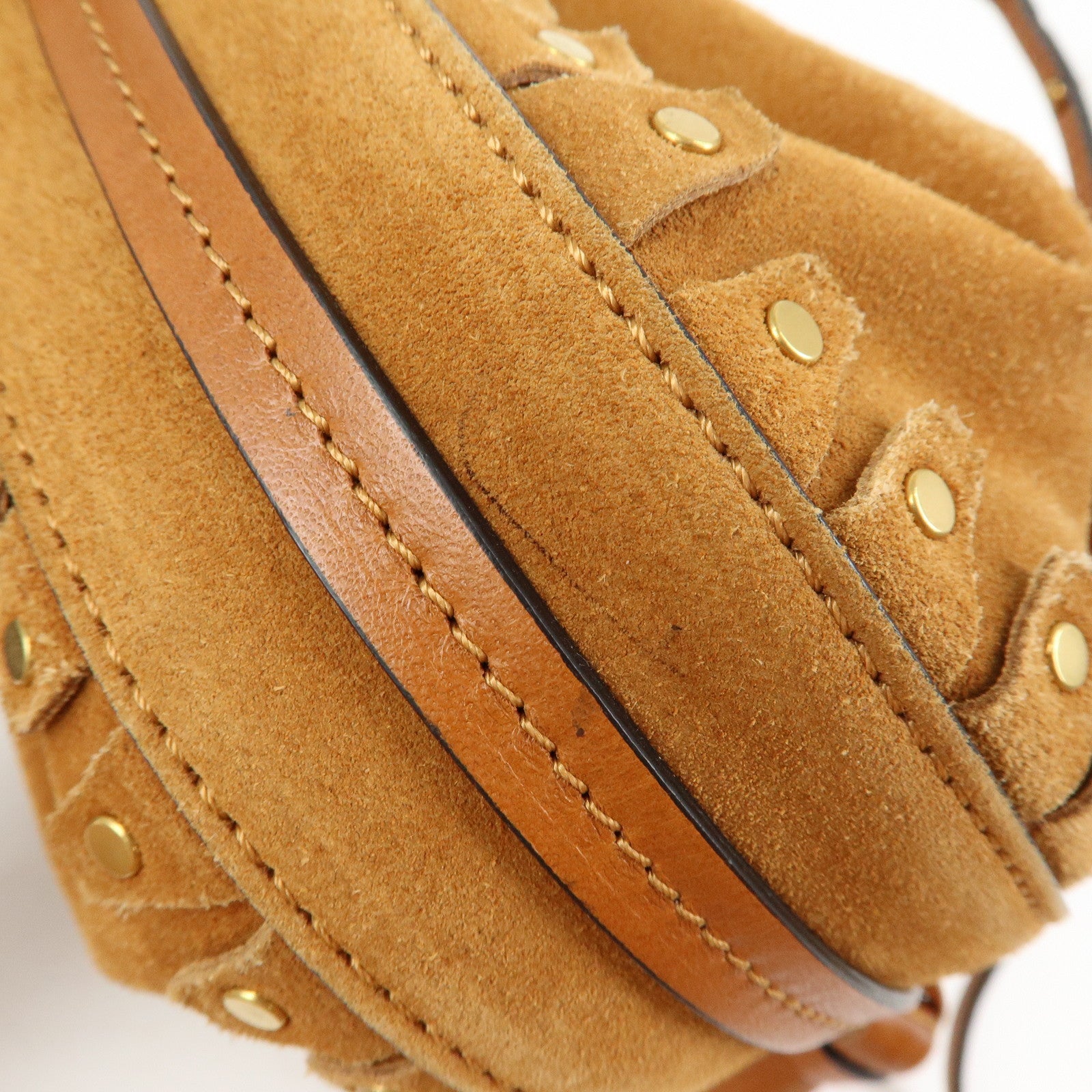 Chloe Suede Leather Tassel Shoulder Bag Crossbody Bag Brown