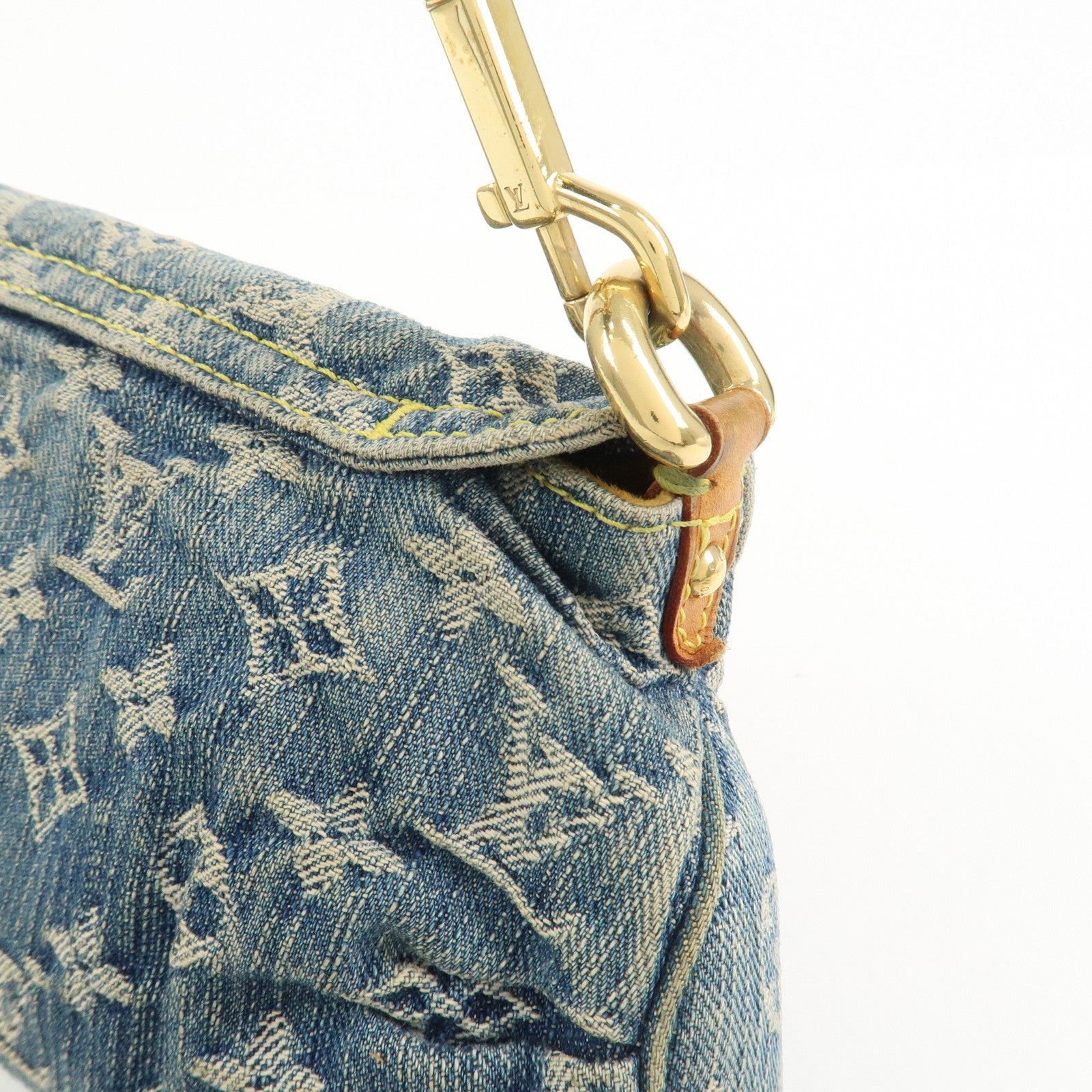 Louis Vuitton Monogram Denim Mini Pleaty Shoulder Bag Blue M95050