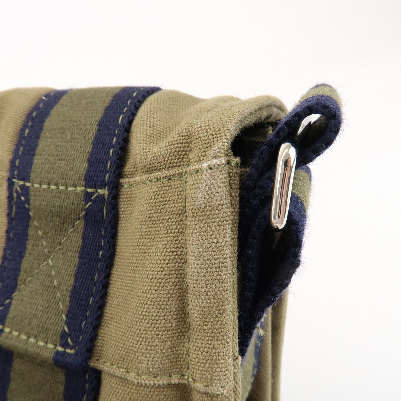 HERMES Logo Canvas Fourre Tout Bassus PM Shoulder Bag Khaki