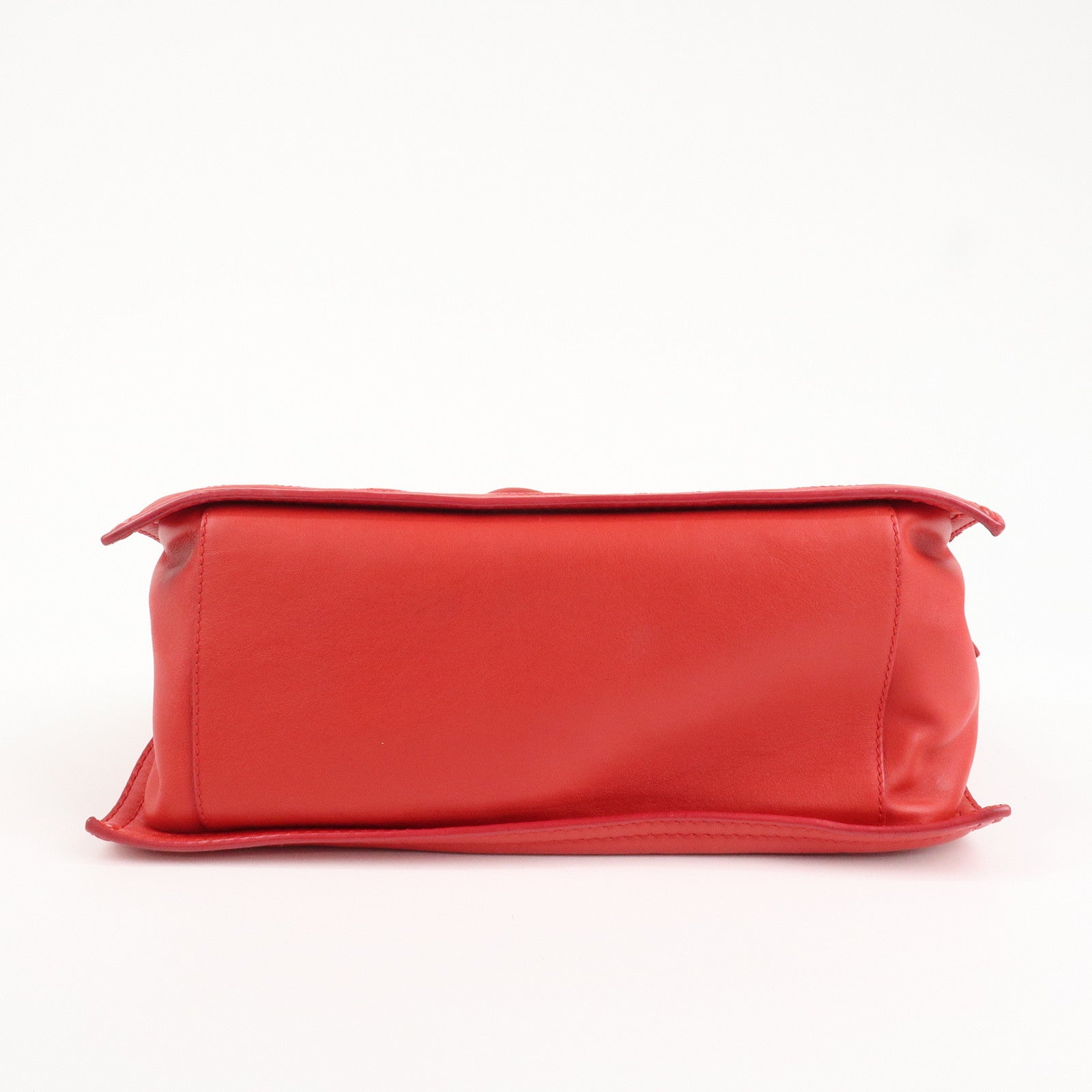 LOEWE Leather Tote Bag Shoulder Bag Hand Bag Red Used
