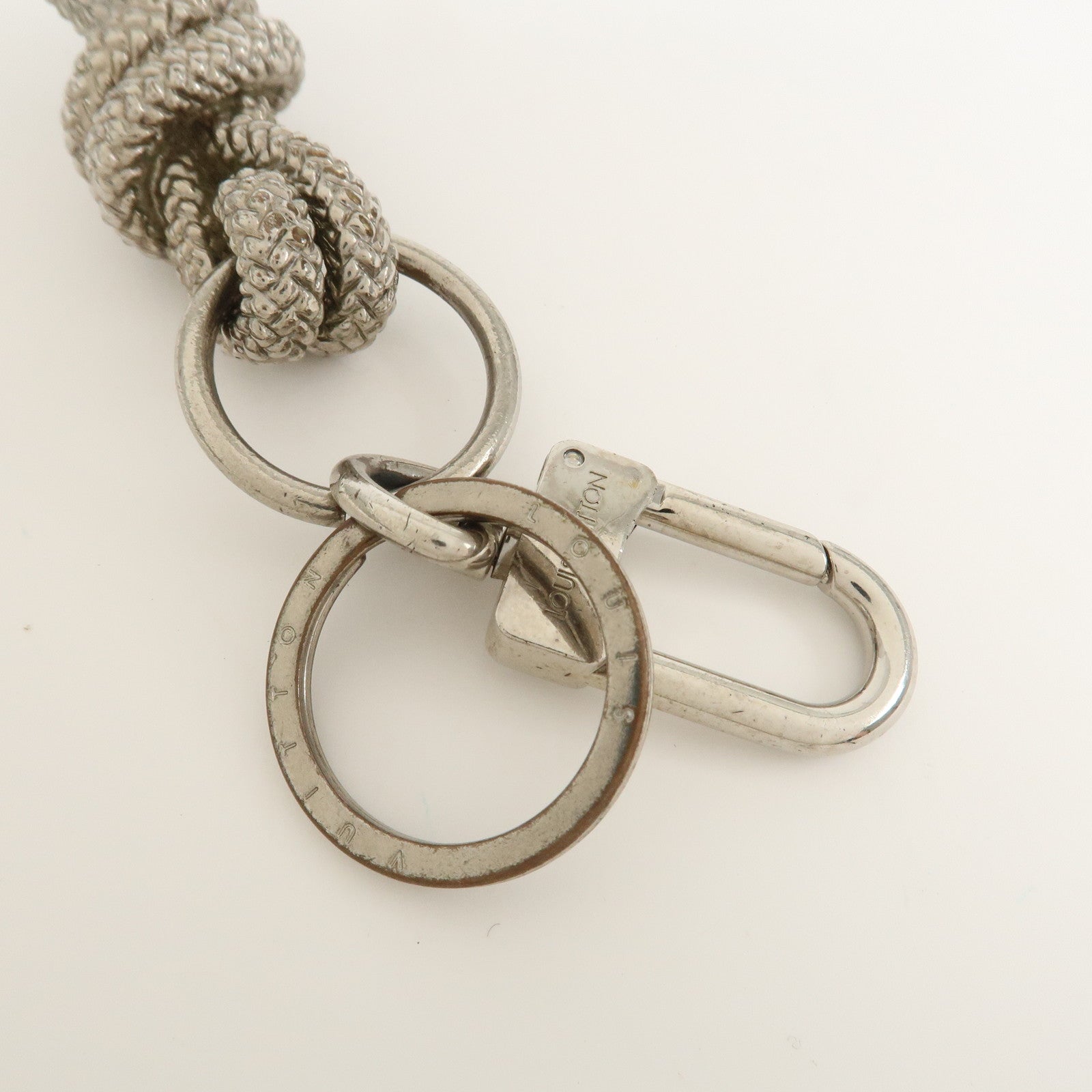 Louis Vuitton Porte Cles Knot Rope Metal Silver Keyring M66837