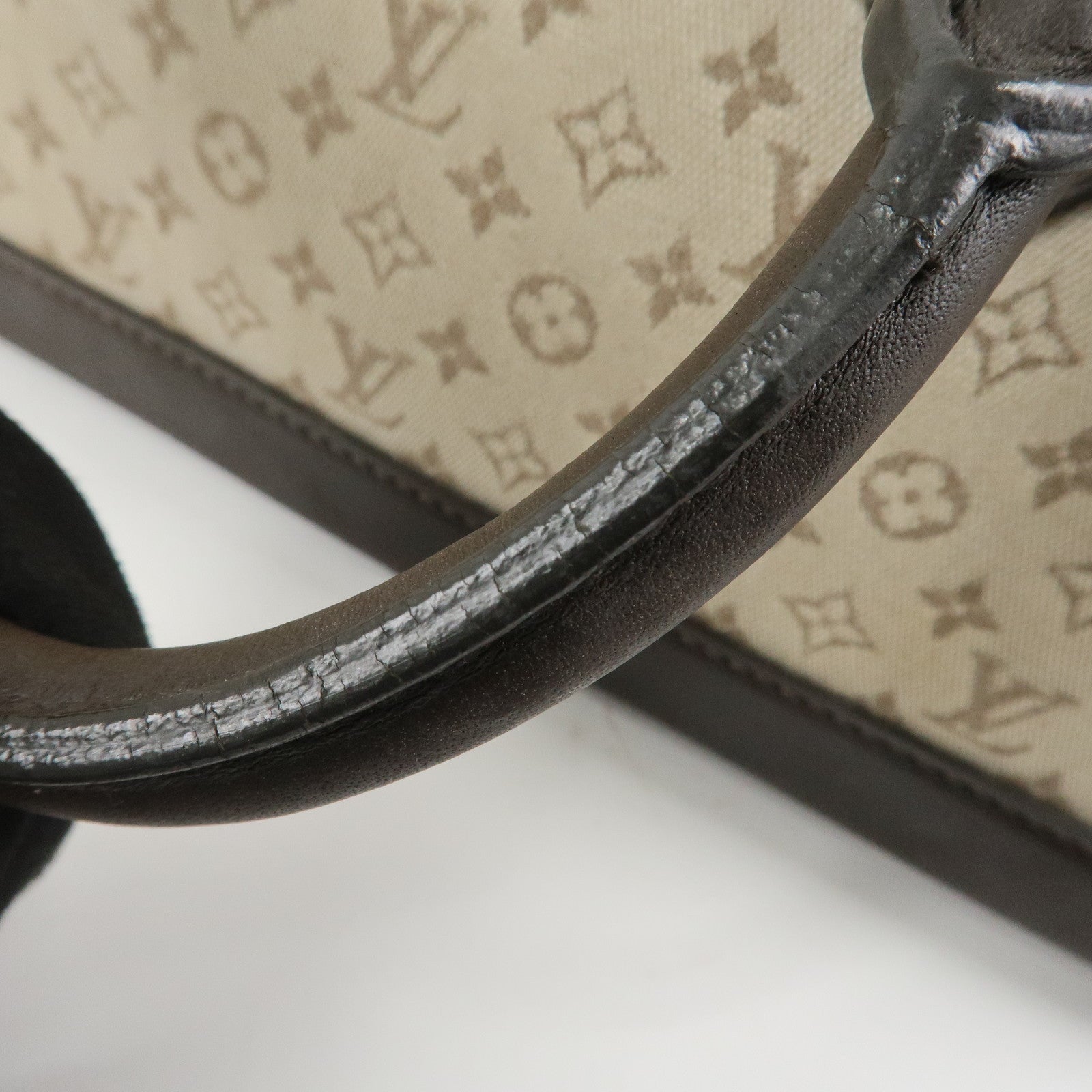 Louis Vuitton Monogram Mini Leather Canvas Hand Bag Khaki M92205 Used