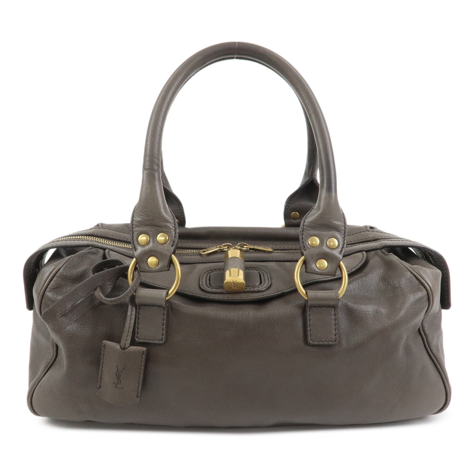 SAINT LAURENT PARIS Muse Leather Shoulder Bag Hand Bag Gray 168269