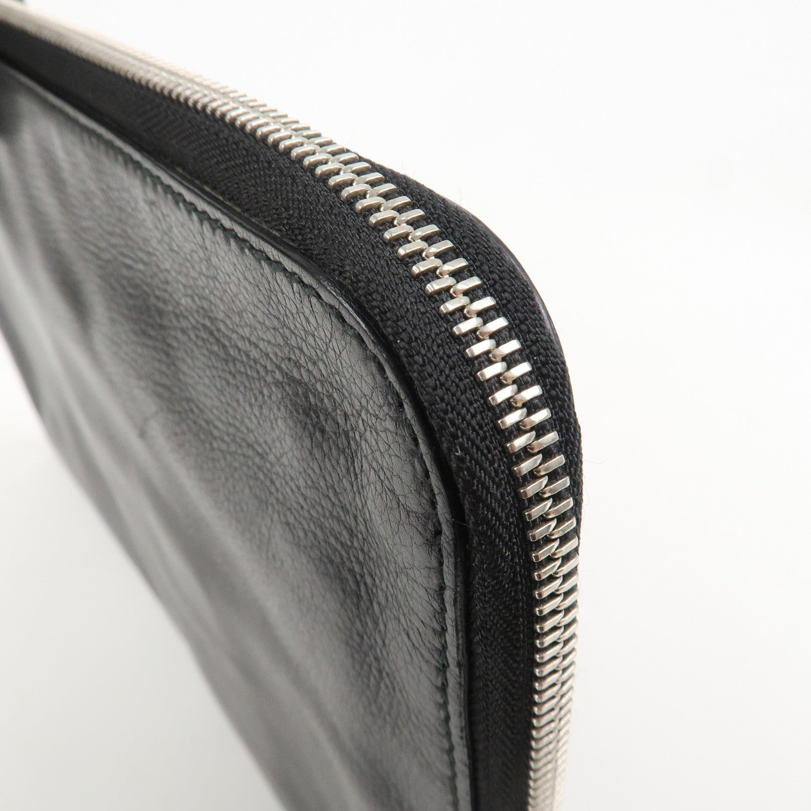 BVLGARI Logo Leather Clutch Bag Black