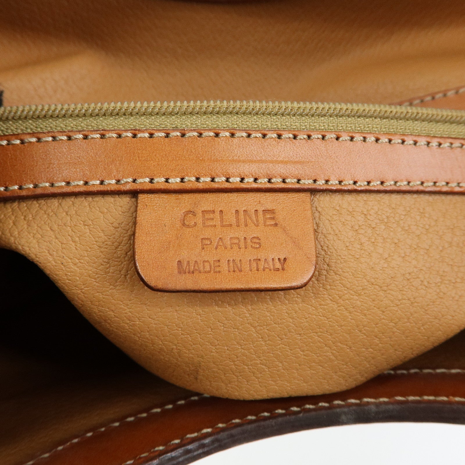 CELINE Macadam PVC Leather Hand Bag Tote Bag Brown