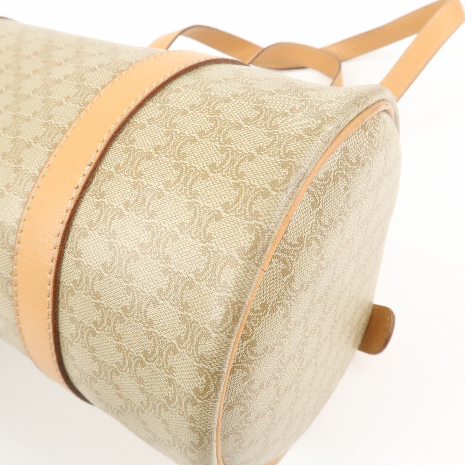 CELINE Macadam PVC Leather Shoulder Bag Hand Bag Beige
