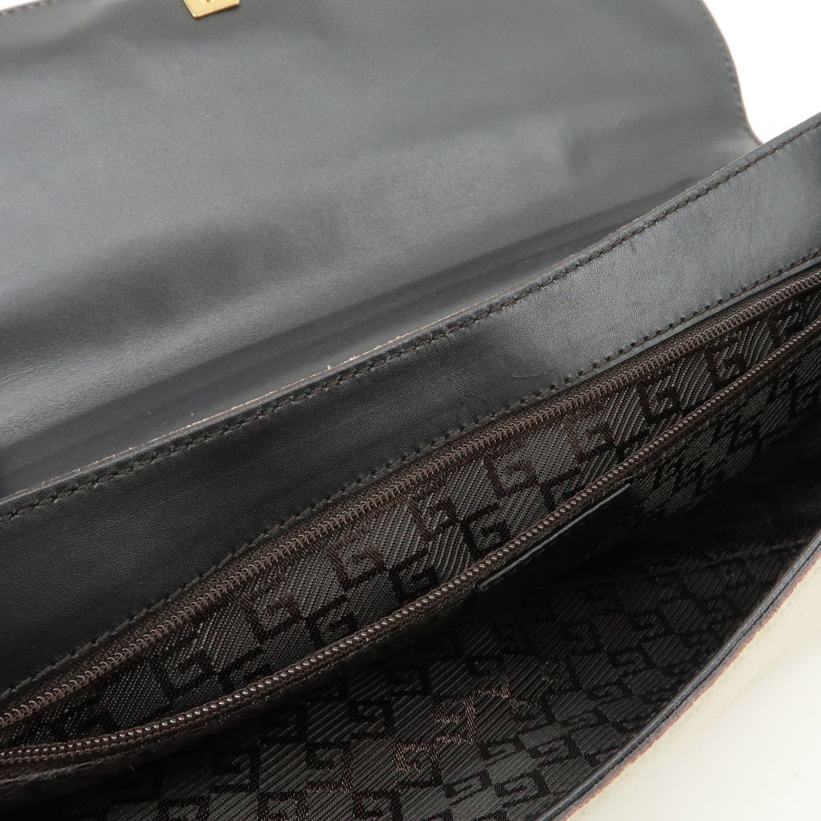 GUCCI Bamboo Suede Shoulder Bag Hand Bag Light Gray 001.4047