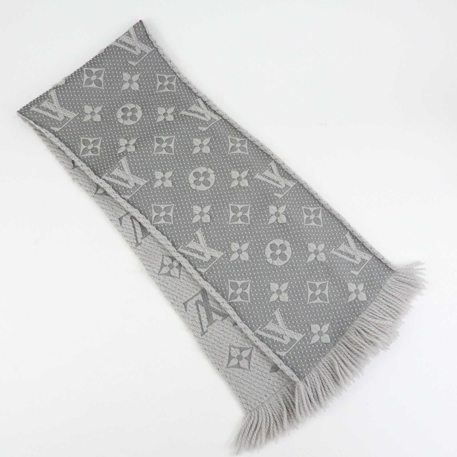 Louis Vuitton Monogram Escharp Logomania Scarf Gris Perle M74742