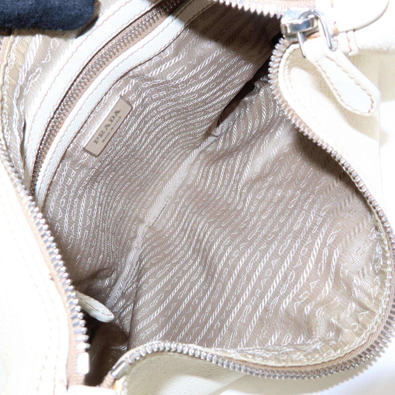 PRADA Logo Leather Hand Bag Shoulder Bag White