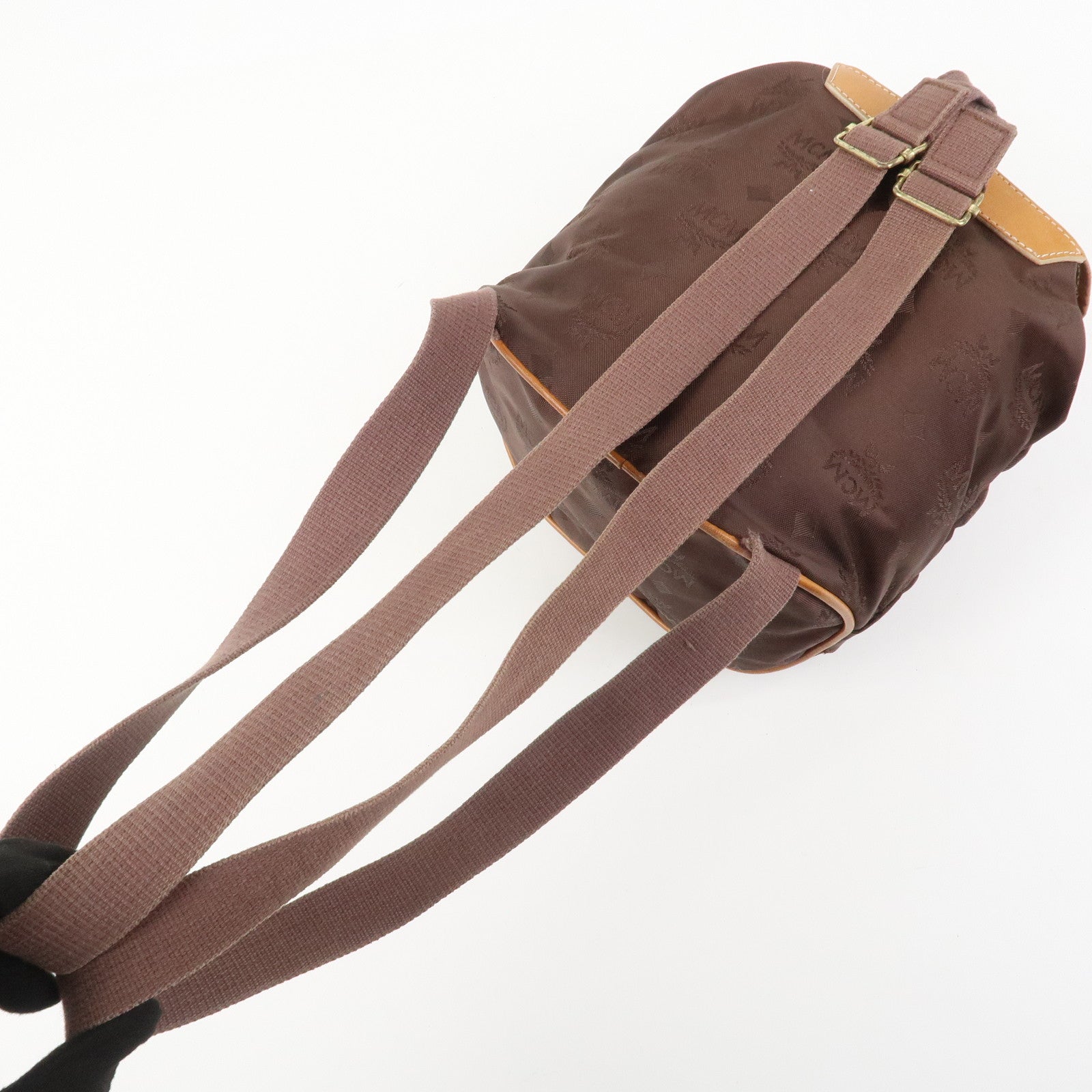 MCM Visetos Nylon Leather Backpack Rucksack Brown