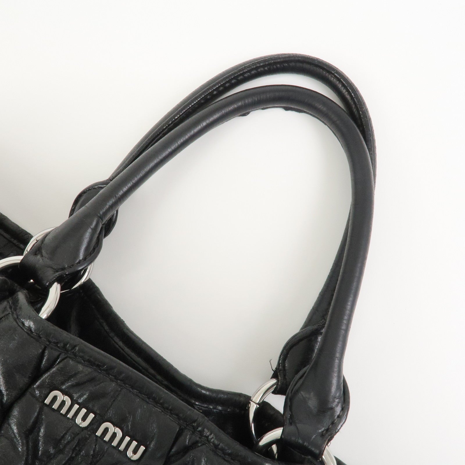 MIU MIU Matelasse Leather 2Way Bag Hand Bag Shoulder Bag Black