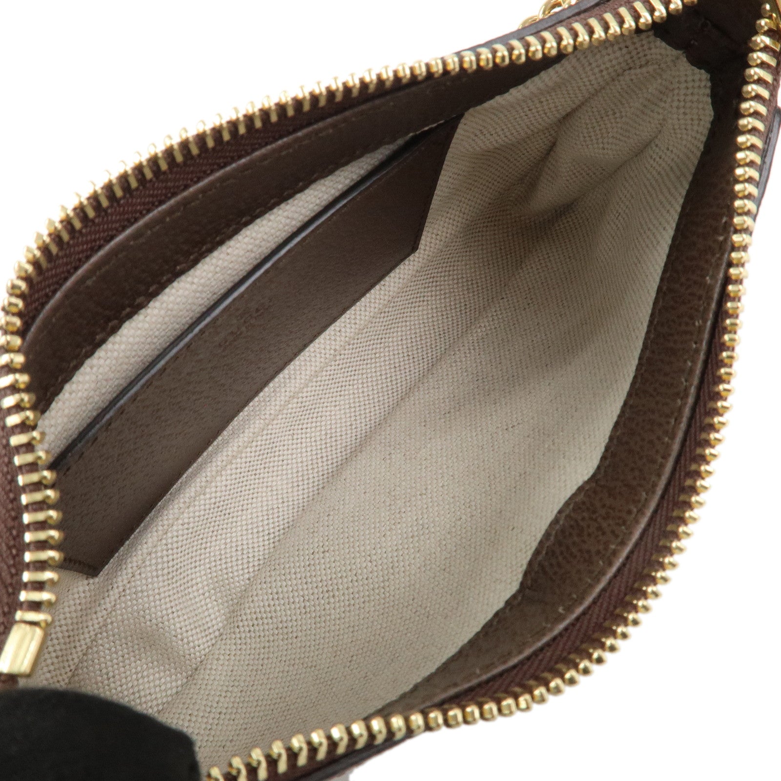 GUCCI Ophidia Leather GG Supreme Chain Pouch Beige Brown 764960 Used