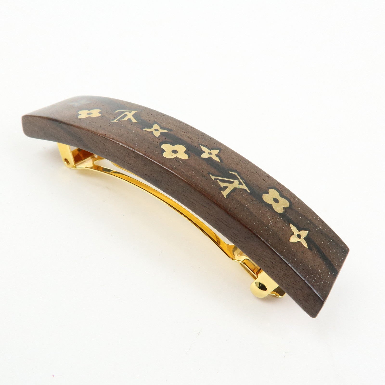 Louis Vuitton Sylvanie Barrette Wooden Hair Accessory Brown M65181
