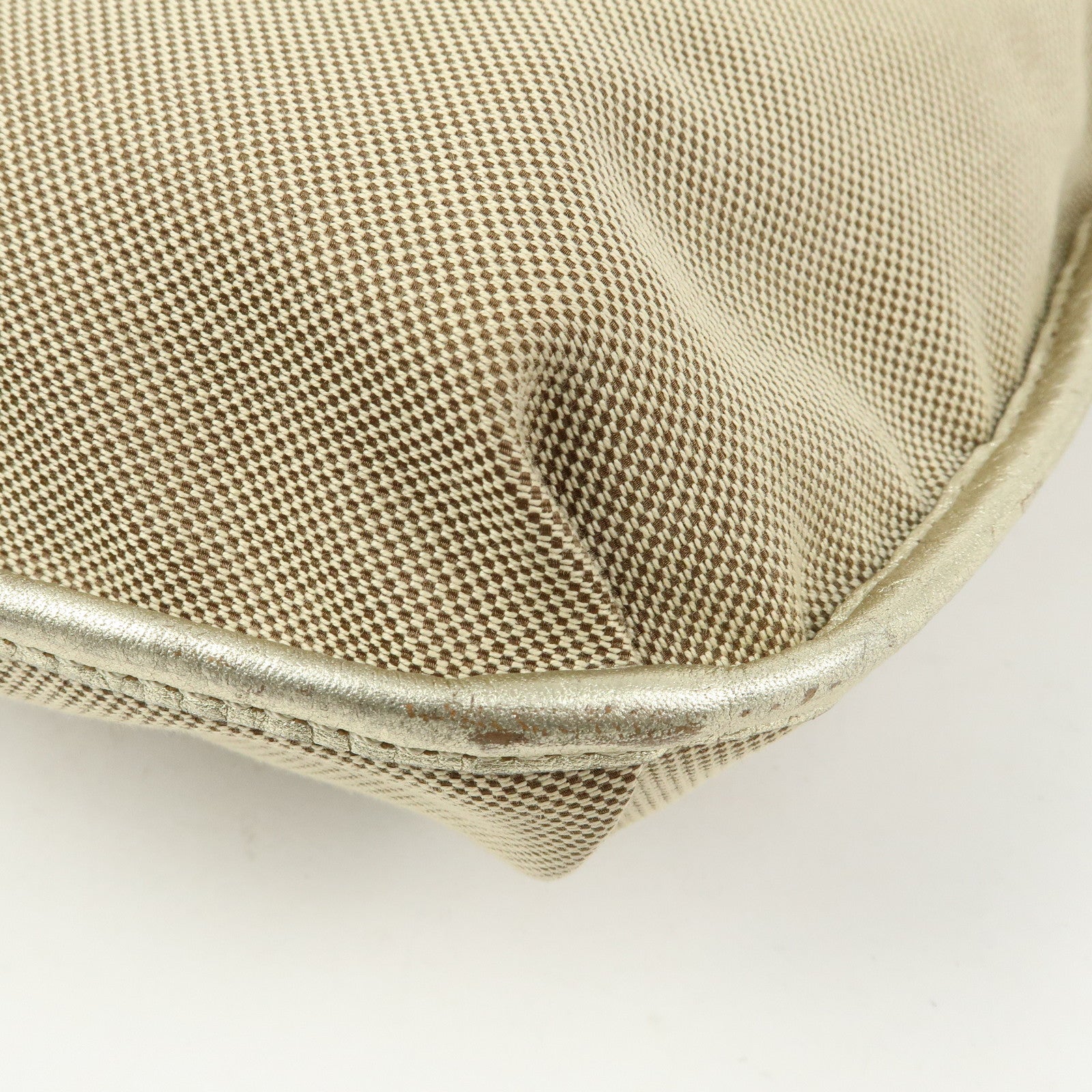Chloe Harley Canvas Leather Shoulder Crossbody Bag Beige Gold